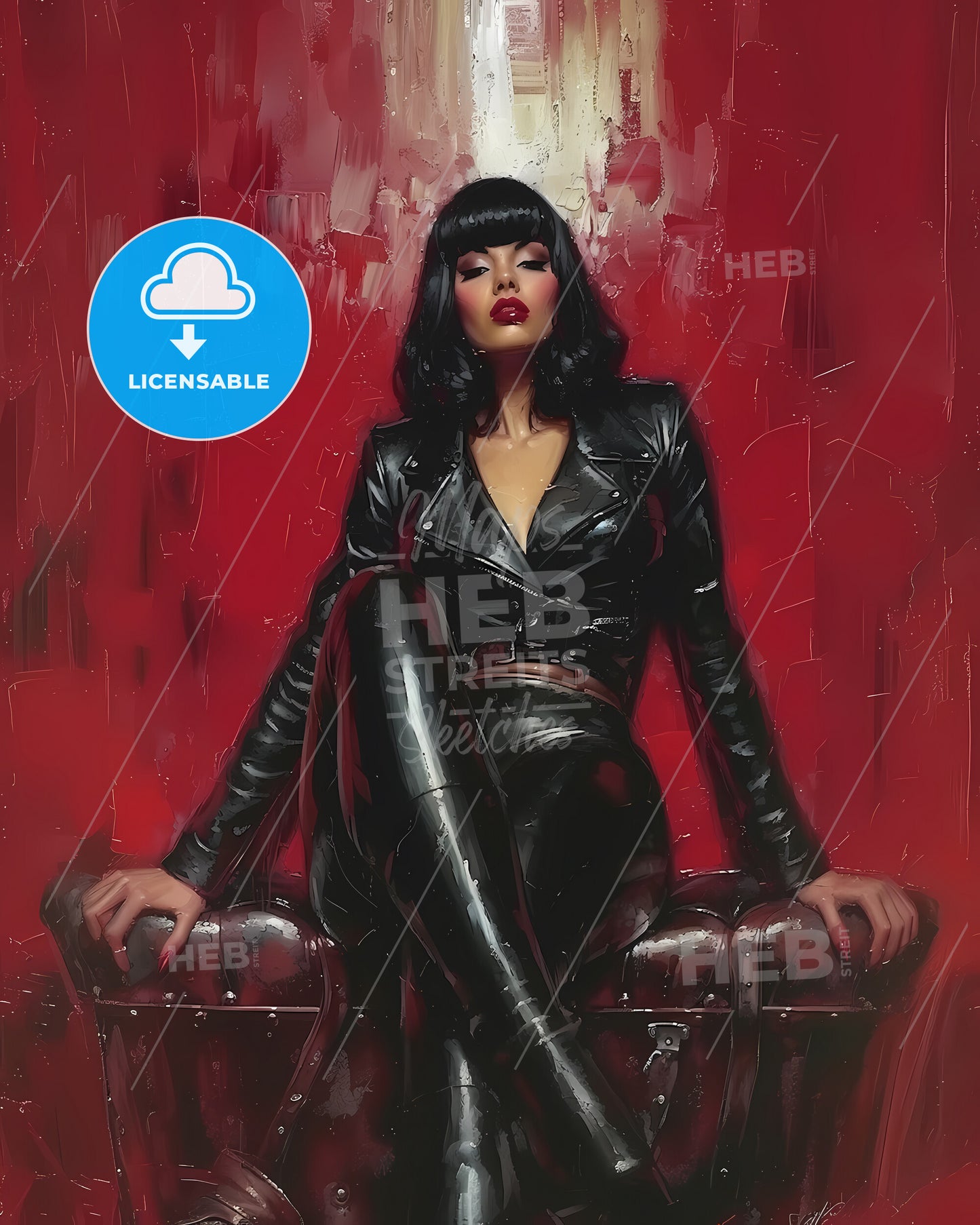 Pin Up Style Pin Up Art Hollywood - A Woman In A Leather Jacket