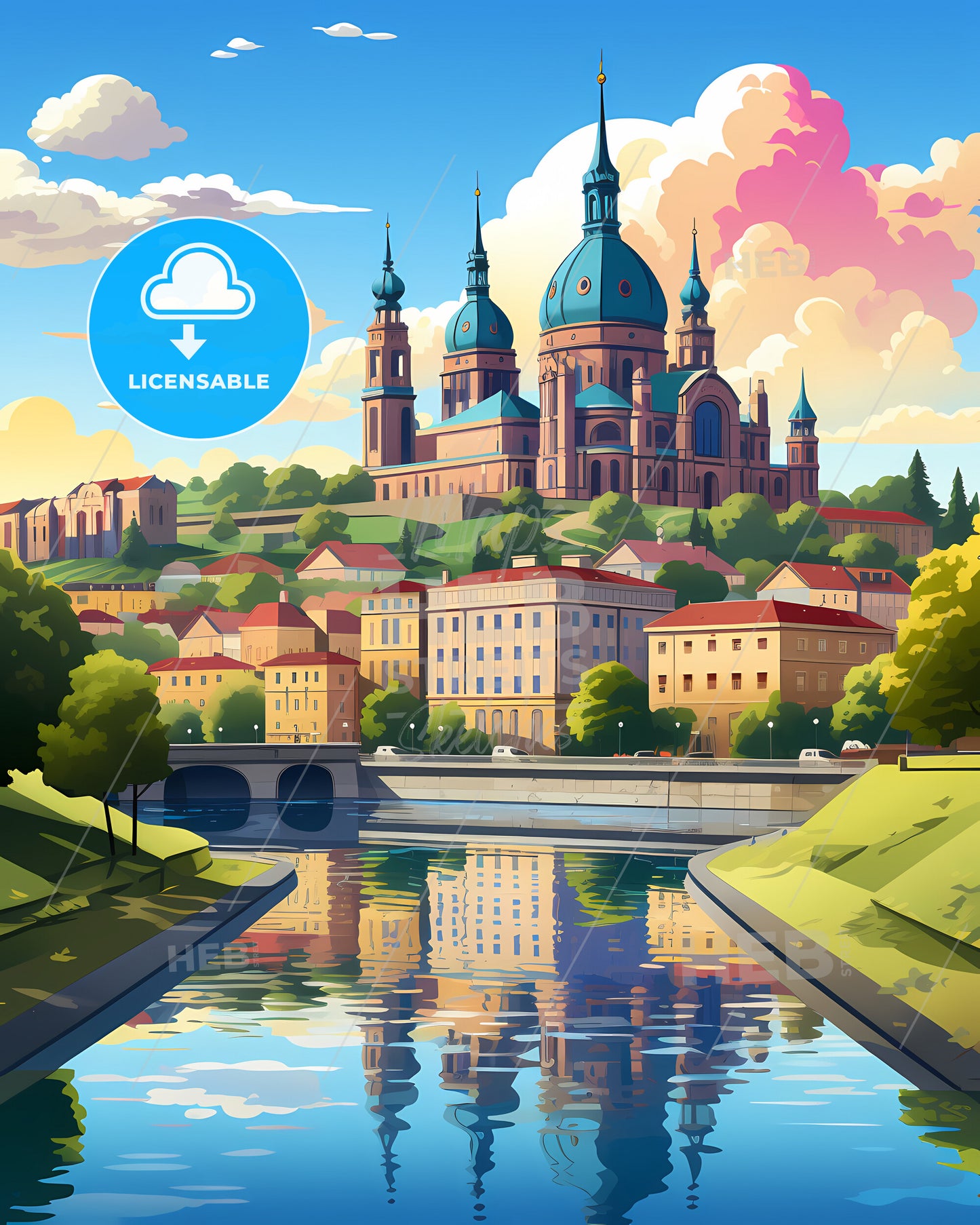 Ostrava, Czechia - A River With A Castle On It