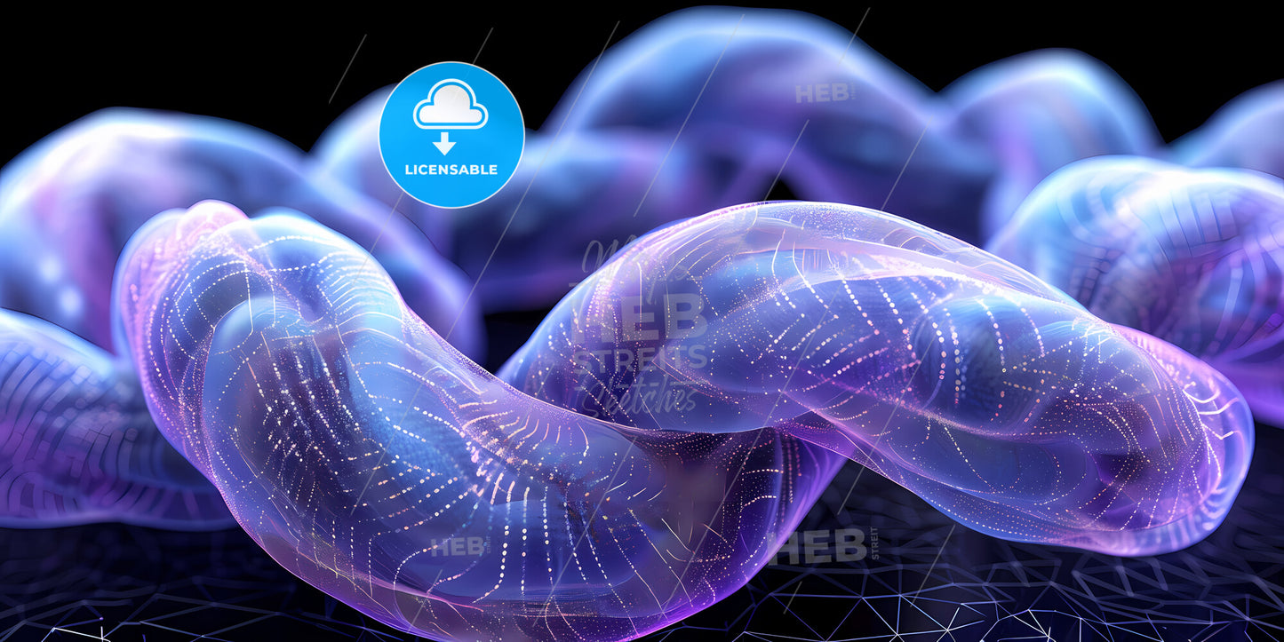 Abstract Cosmic Background, Ultra Violet Neon Rays, Glowing Lines - A Close Up Of A Blue And Purple Mesh