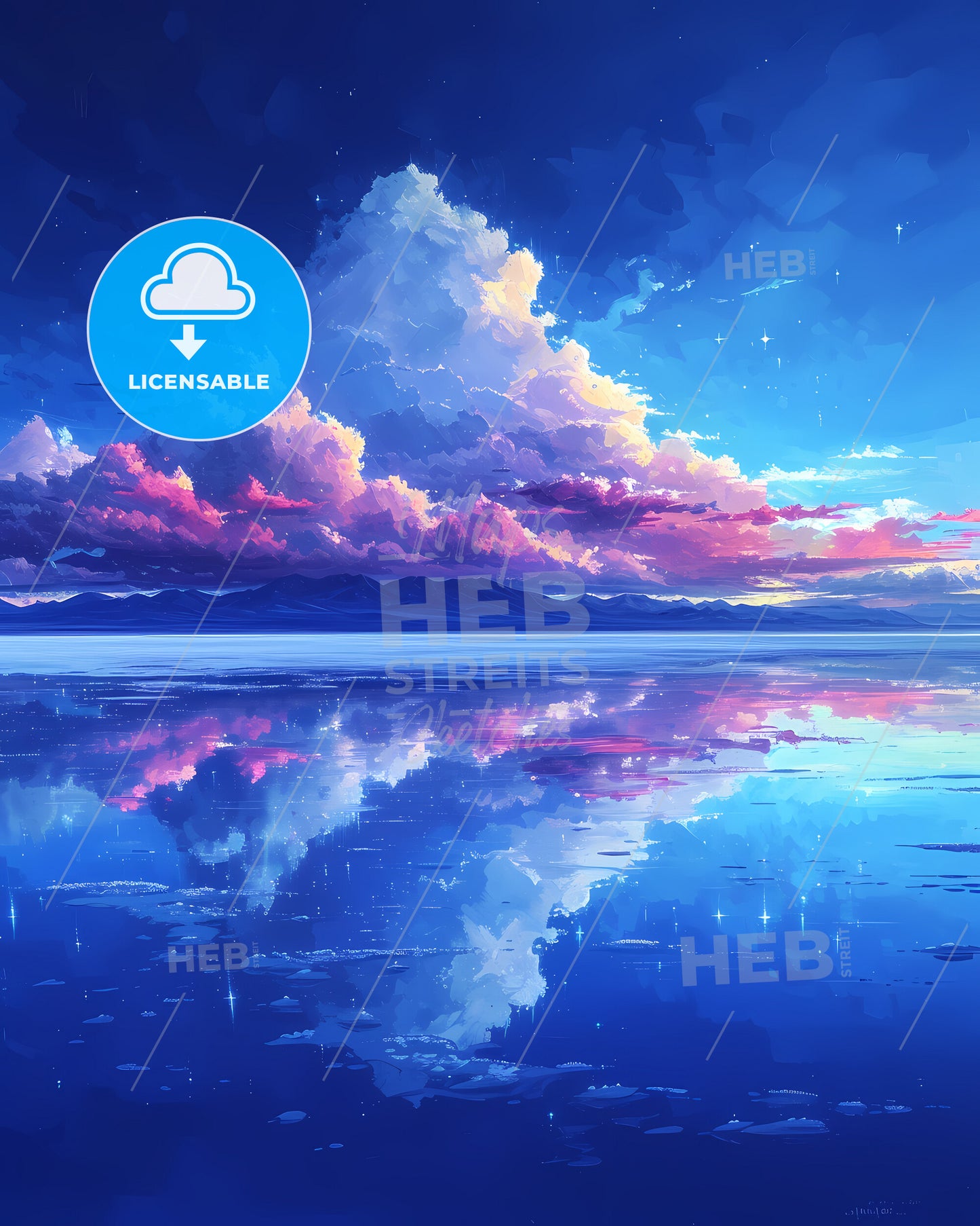 Salar De Uyuni, Bolivia - A Blue And Pink Clouds Over A Body Of Water