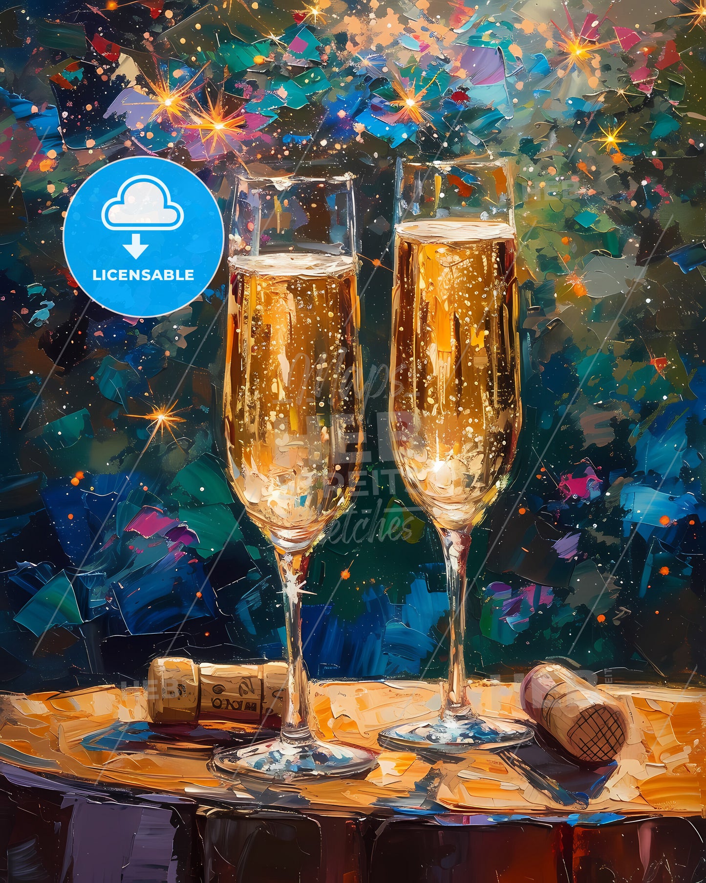 Champagne, France - A Pair Of Champagne Glasses On A Table