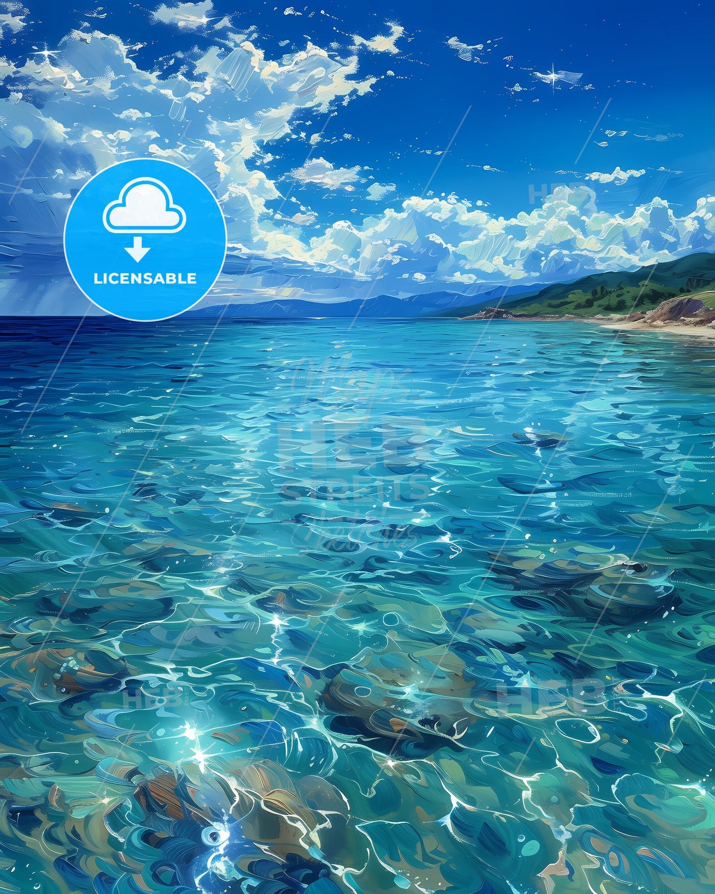 Lake Baikal, Russia - A Blue Water With Rocks And Hills In The Background