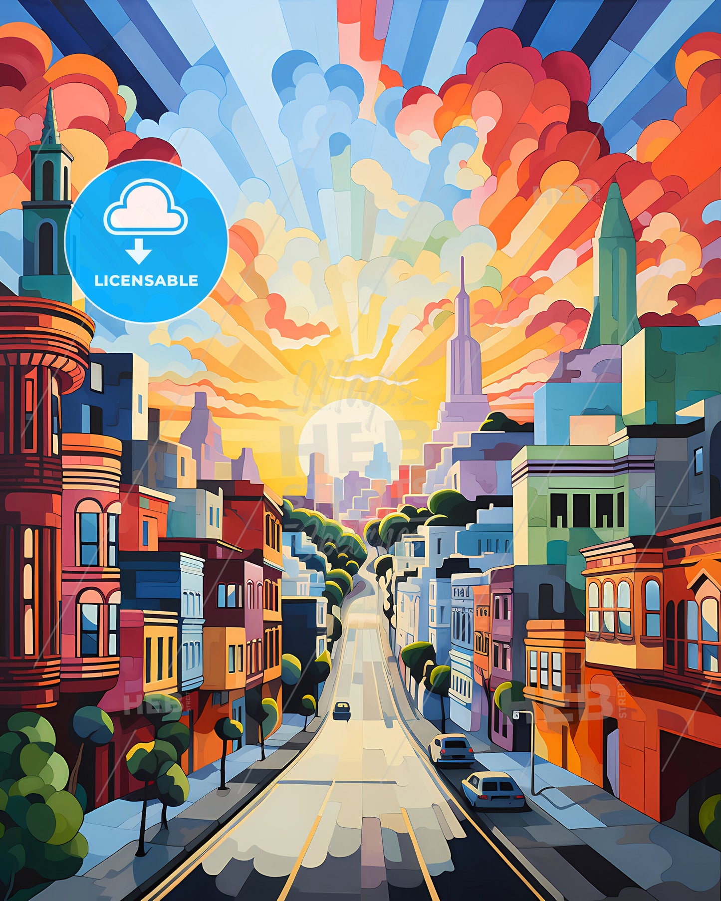 San Francisco - A Street With Cars And Buildings In The Background