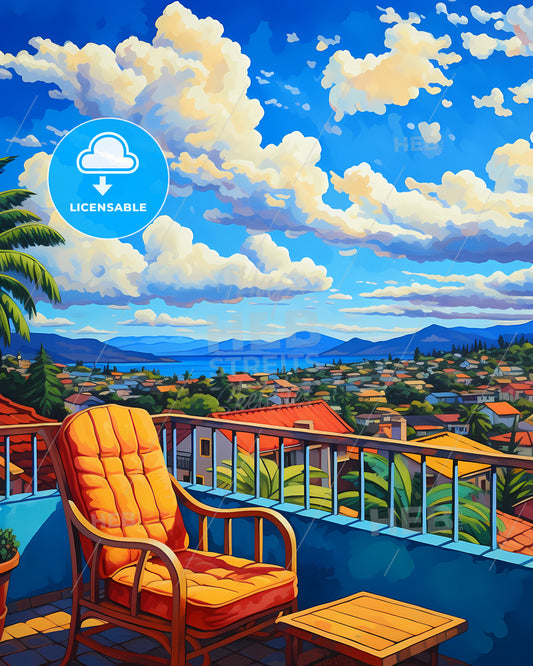 On The Roof Of Hawaii, United States - A Chair On A Balcony Overlooking A City