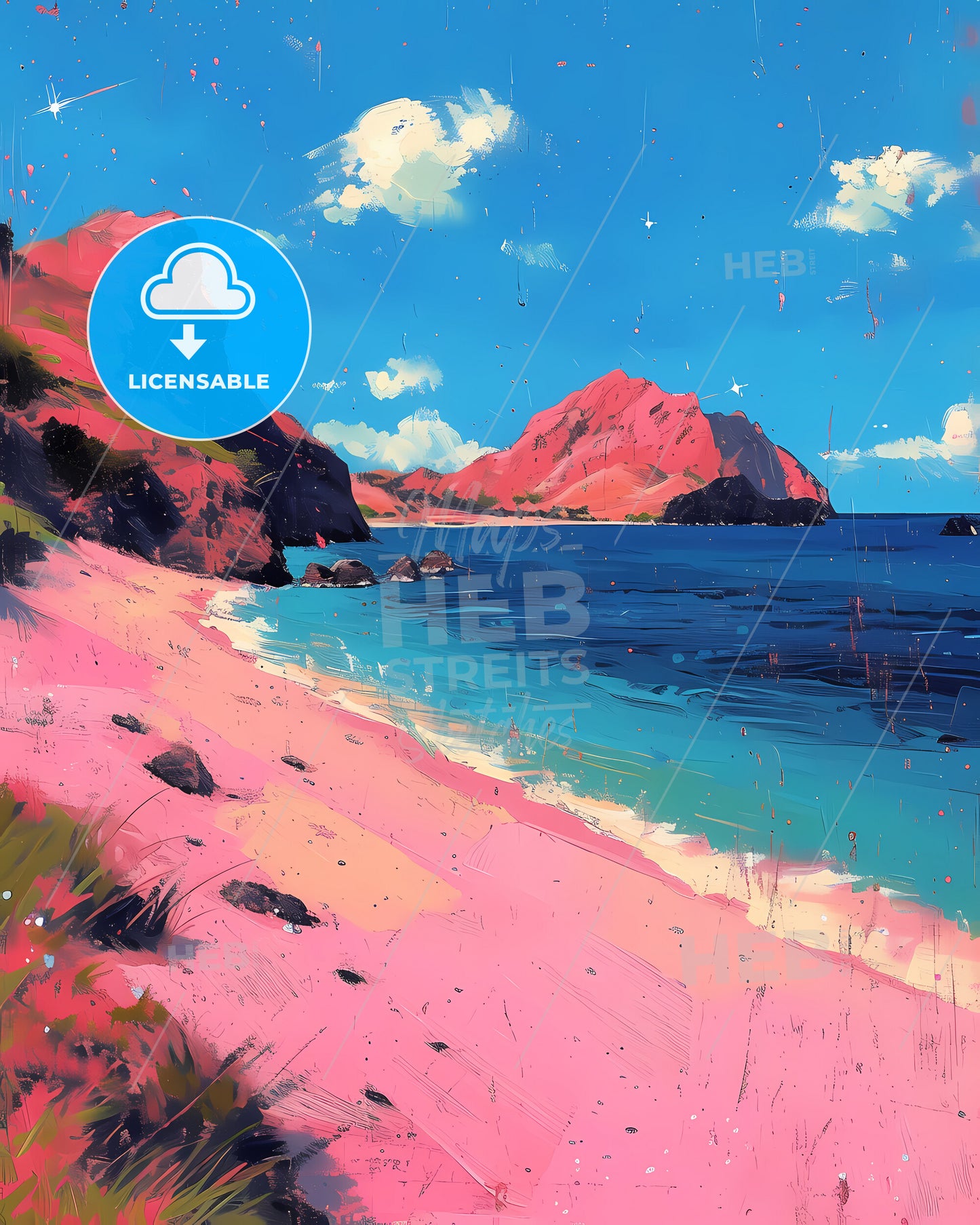 Komodo Island, Indonesia - A Beach With Pink Sand And Blue Water