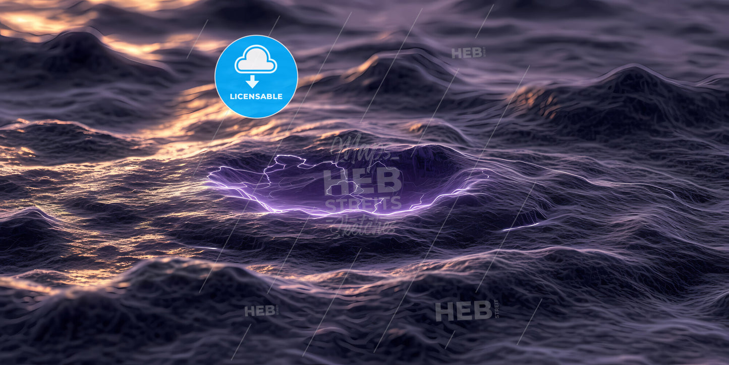 Abstract Cosmic Background, Ultra Violet Neon Rays, Glowing Lines - A Purple Light Coming Out Of A Hole In The Ocean