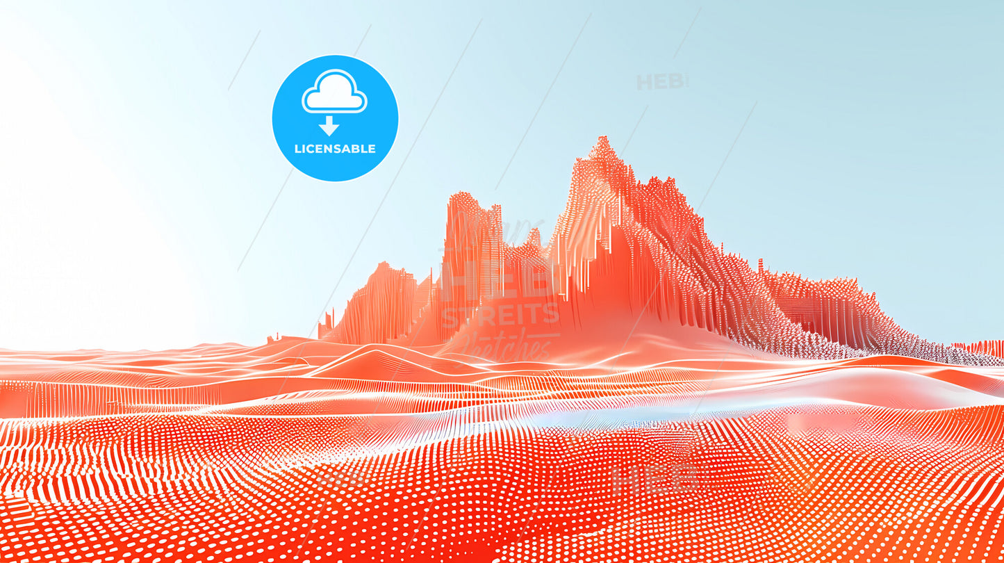 Background, Using One Color In Bright Red, And Using One Geometric Of Dotted - A Red And White Landscape