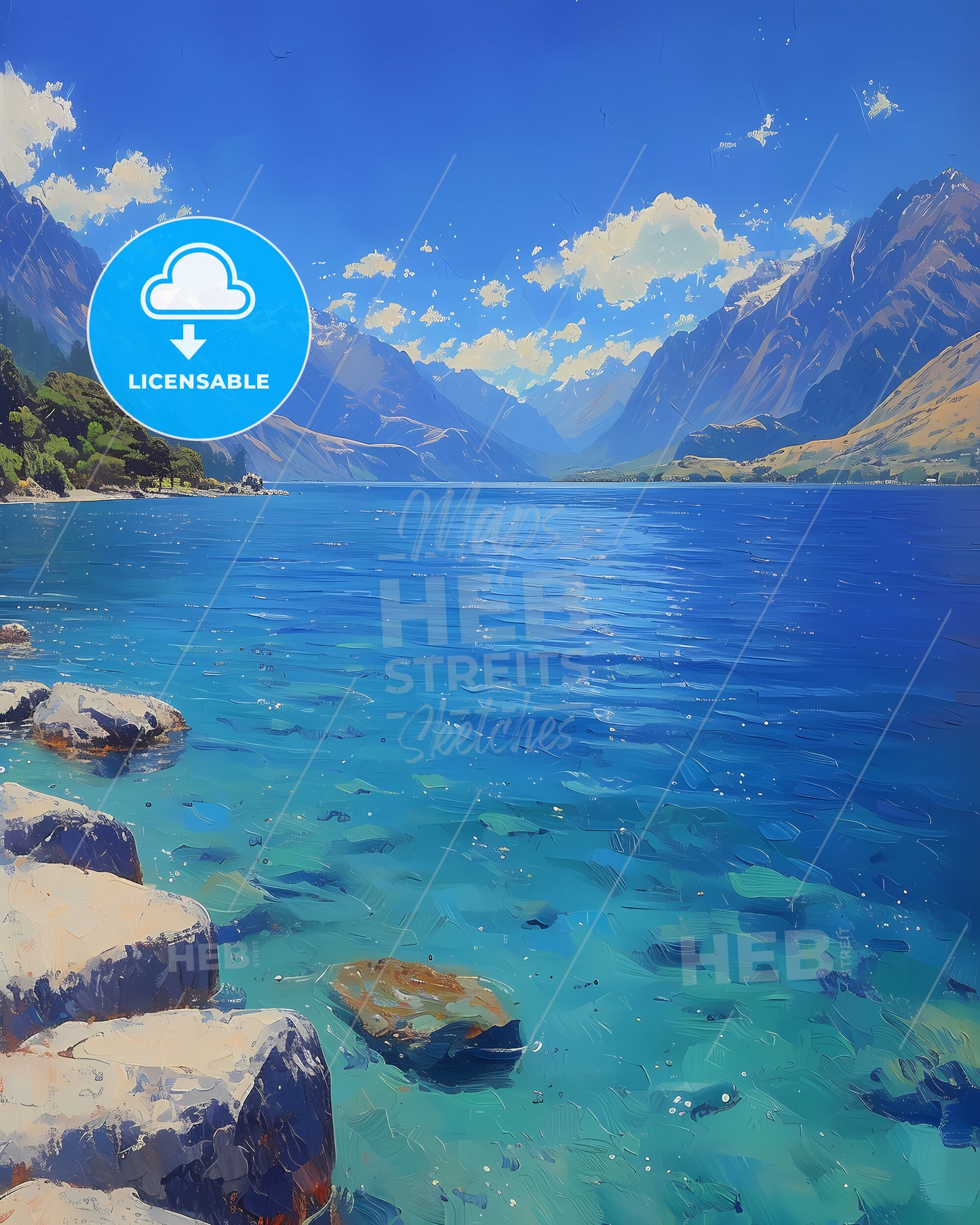 Lake Wakatipu, New Zealand - A Lake With Rocks And Mountains In The Background