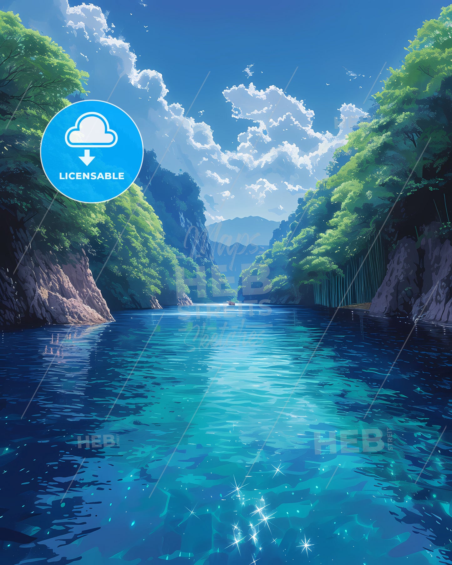 Katsura River, Japan - A River With Trees And Mountains