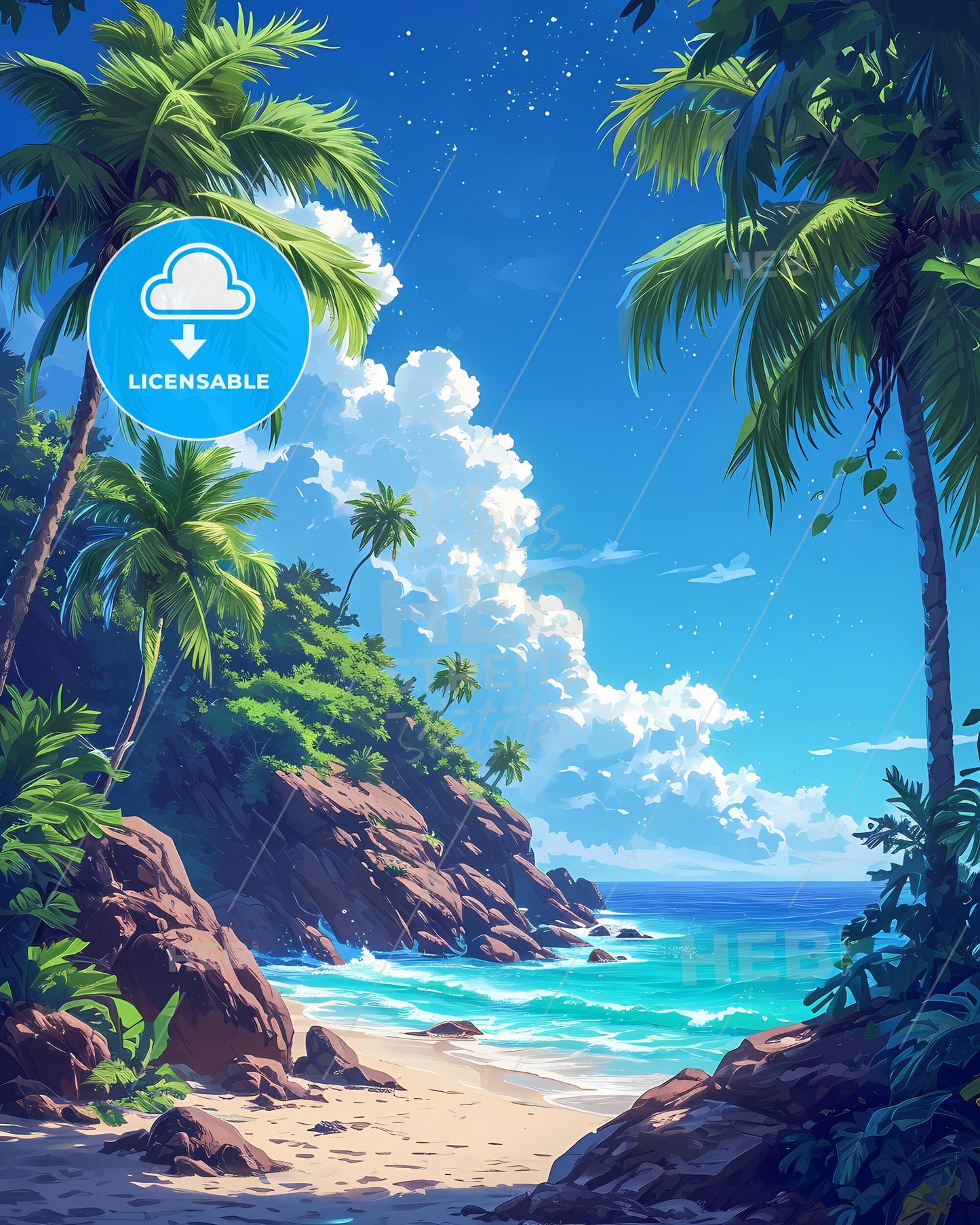 Anse Lazio Beach - A Beach With Palm Trees And Rocks