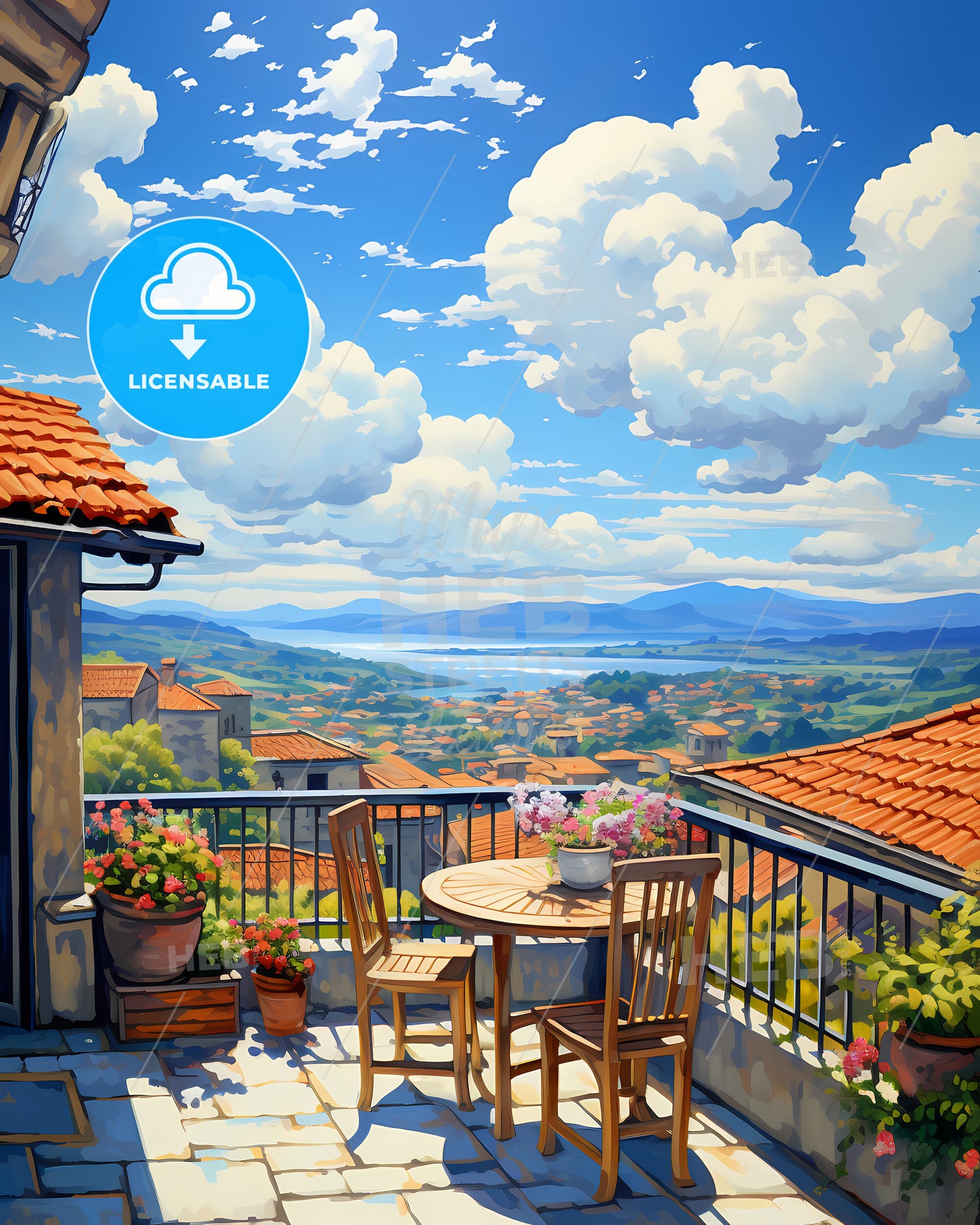 On The Roof Of Bali, Indonesia - A Table And Chairs On A Balcony Overlooking A Valley