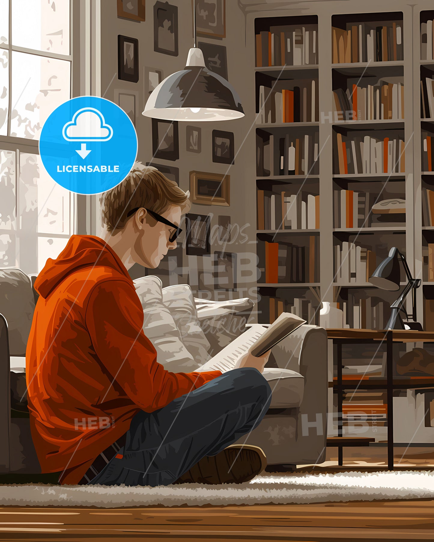 Take A Break From The Rush - A Man Sitting On The Floor Reading A Book