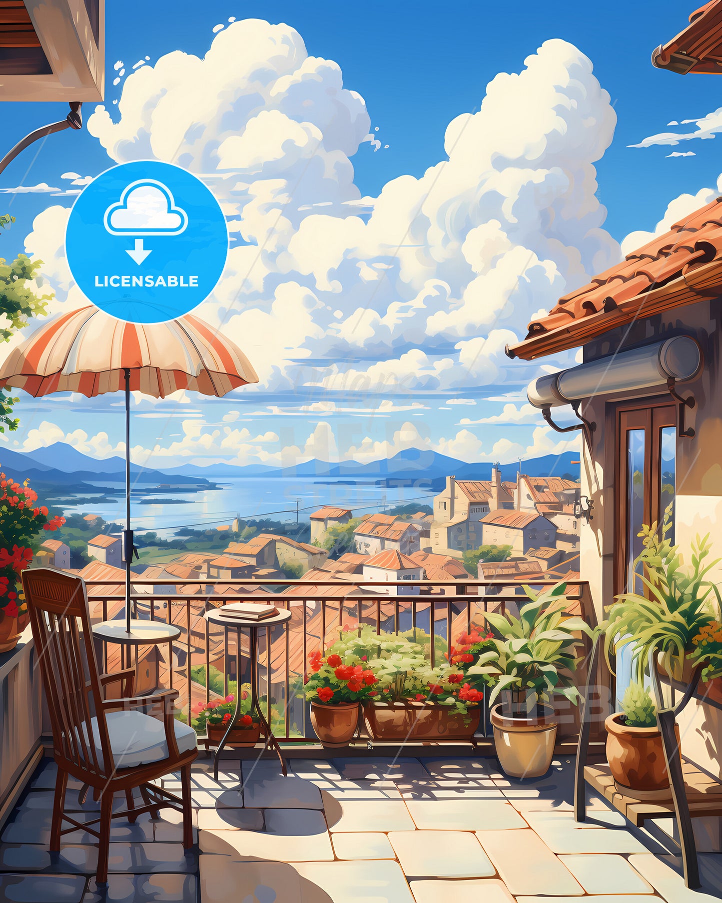 On The Roof Of Bali, Indonesia - A Balcony With A View Of A Town And A River