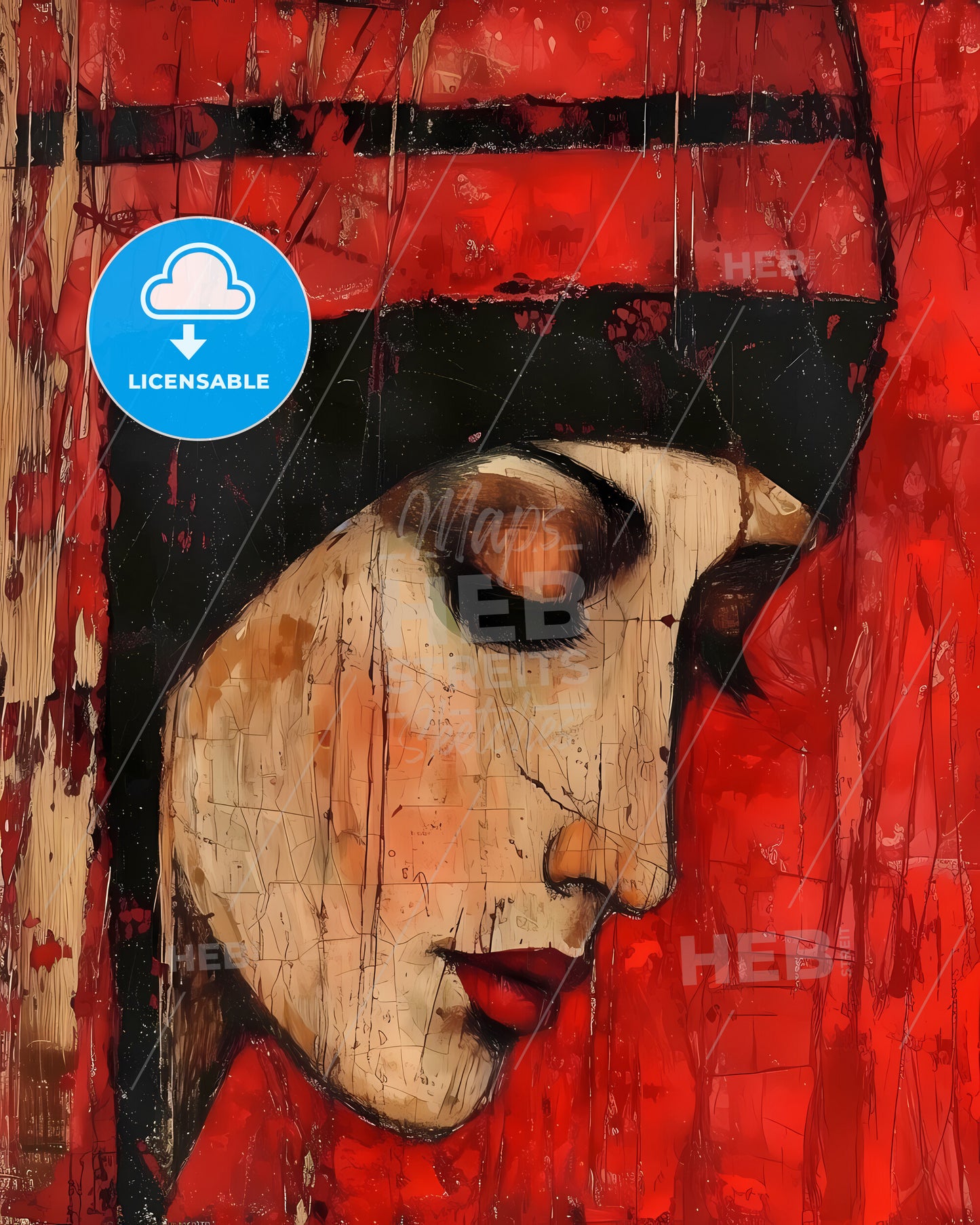 Holy Mary, Mother Of God - A Painting Of A Woman With Red And Black Hair
