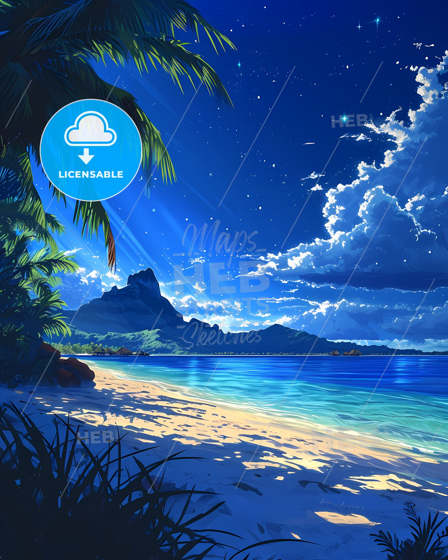 Bora Bora Beach, French Polynesia - A Beach With Palm Trees And Blue Water