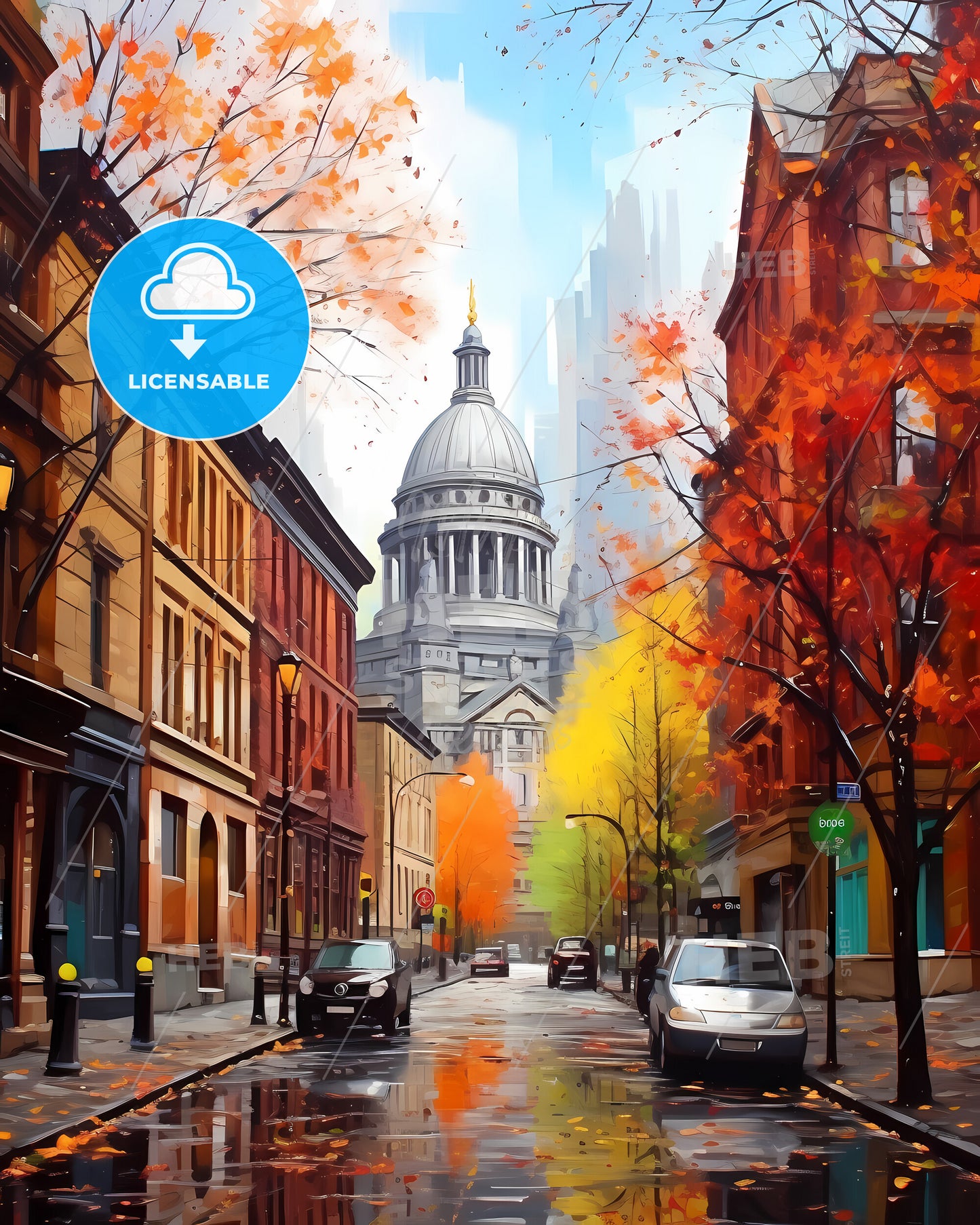 Manchester, England - A Street With Cars And Trees In Front Of A Building