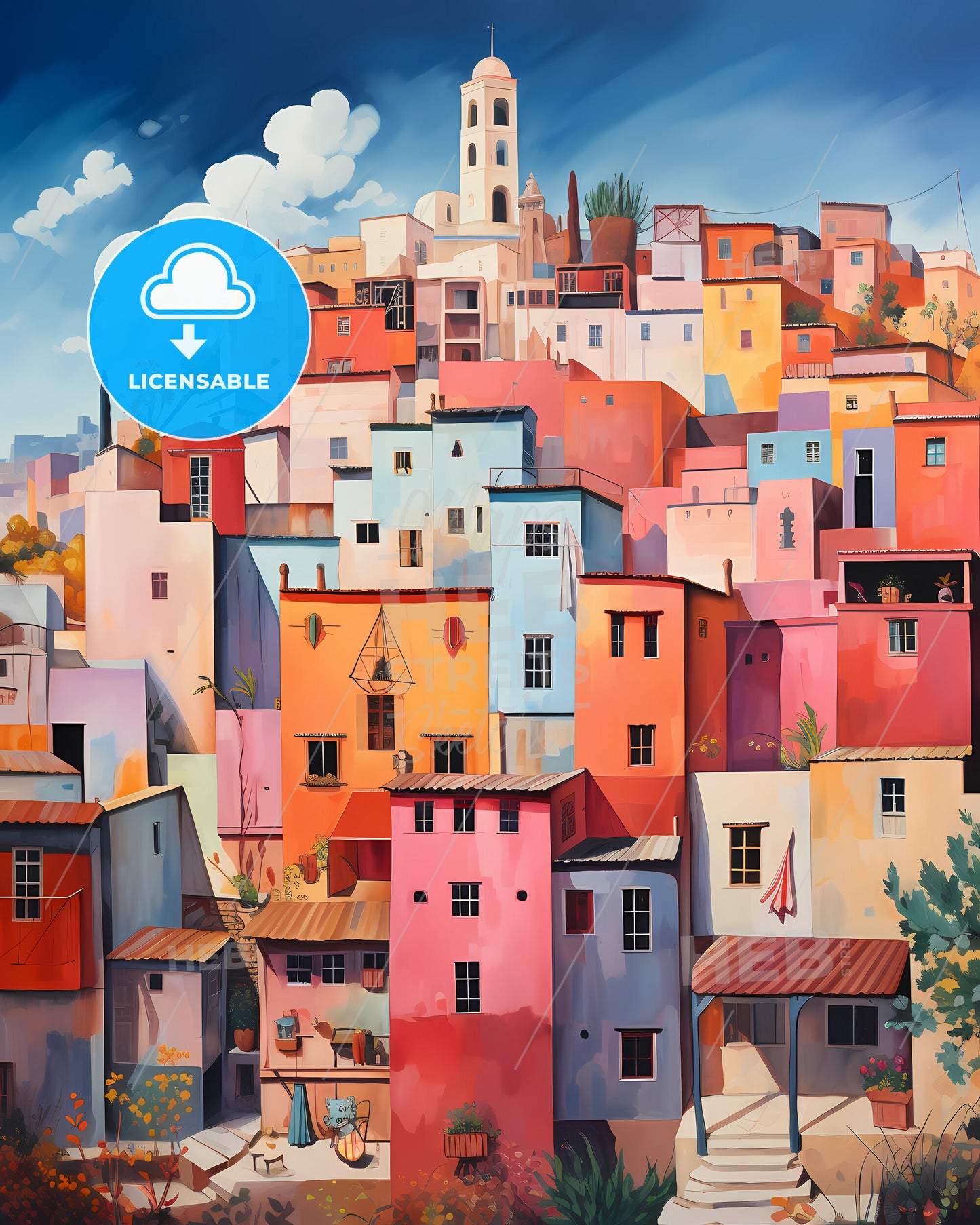 Carabanchel, Spain - A Painting Of A Colorful City