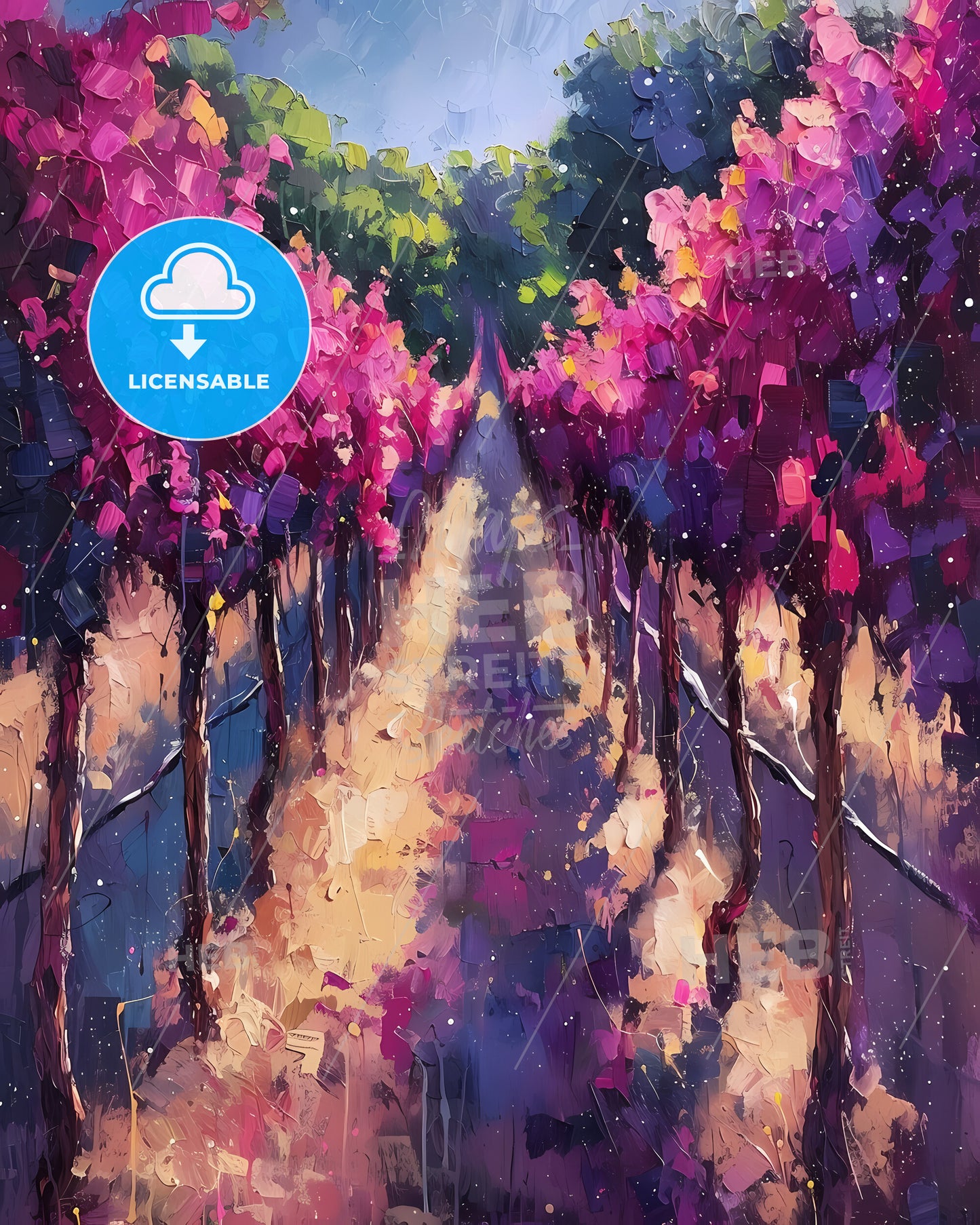 Bordeaux, France - A Painting Of A Row Of Trees