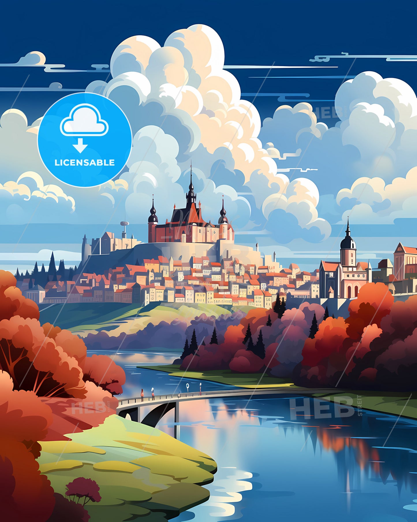 Poznań, Poland - A Castle On A Hill With Trees And A Bridge