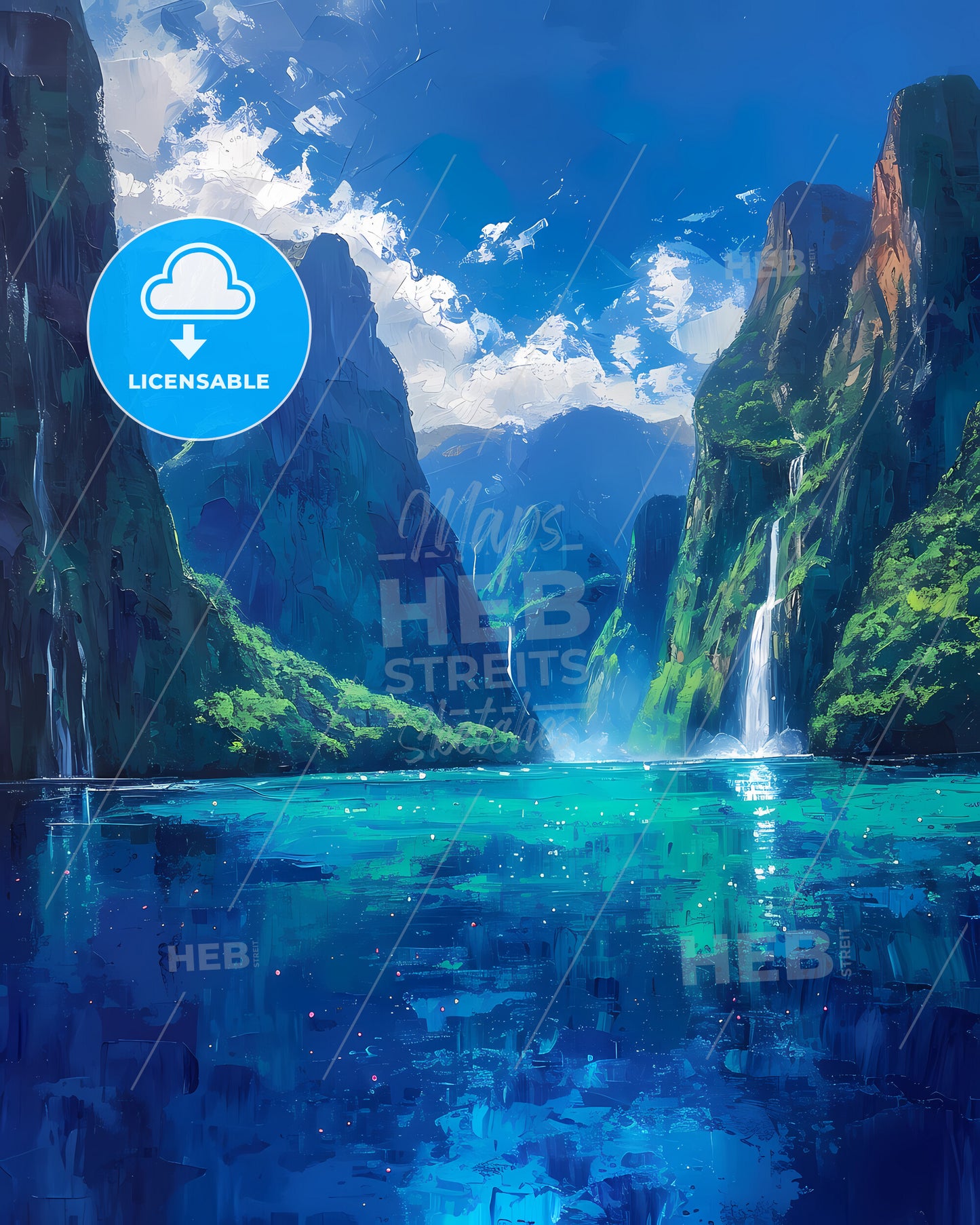 Milford Sound, New Zealand - A Waterfall In A Body Of Water