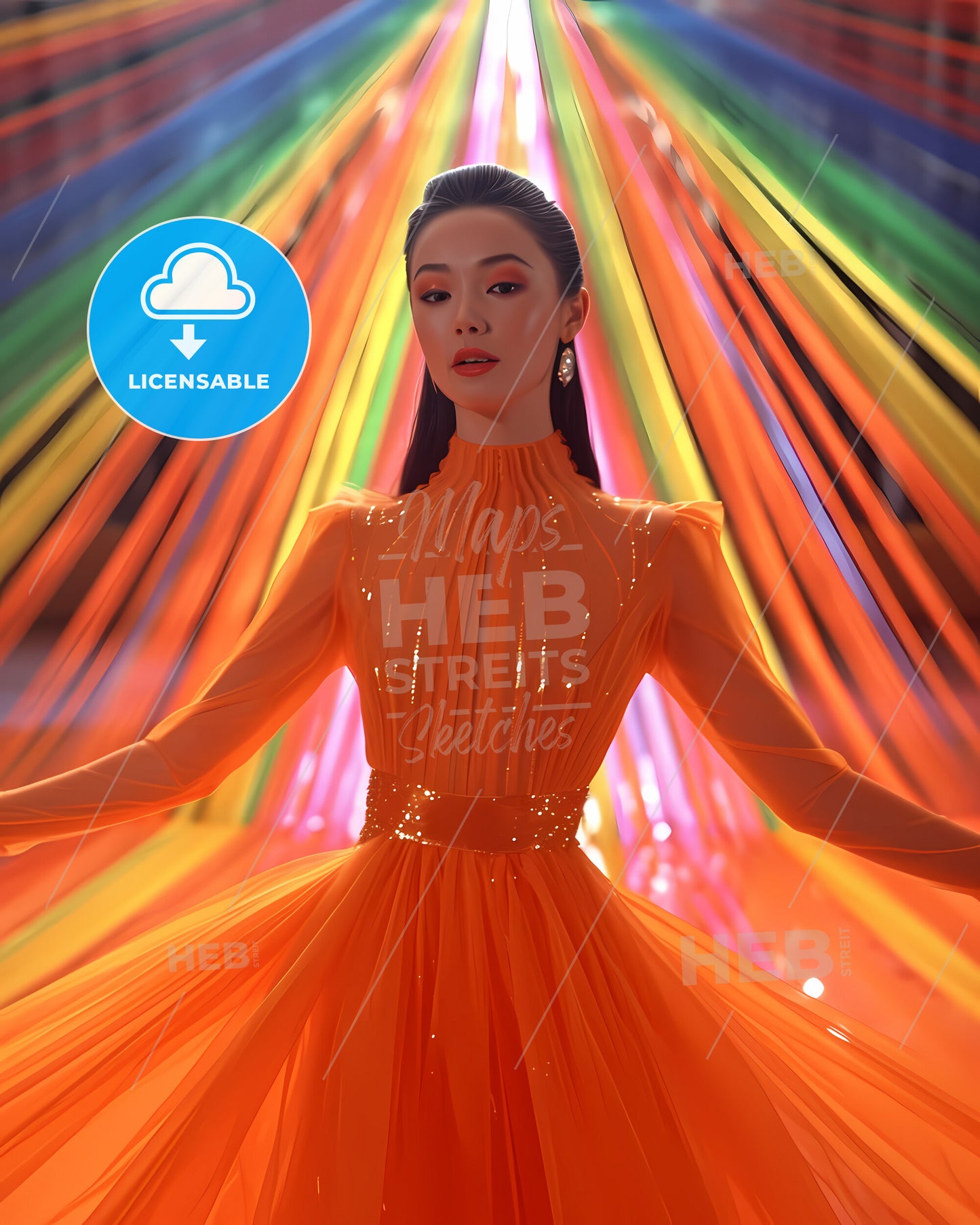 Posters And Announcements Design - A Woman In An Orange Dress