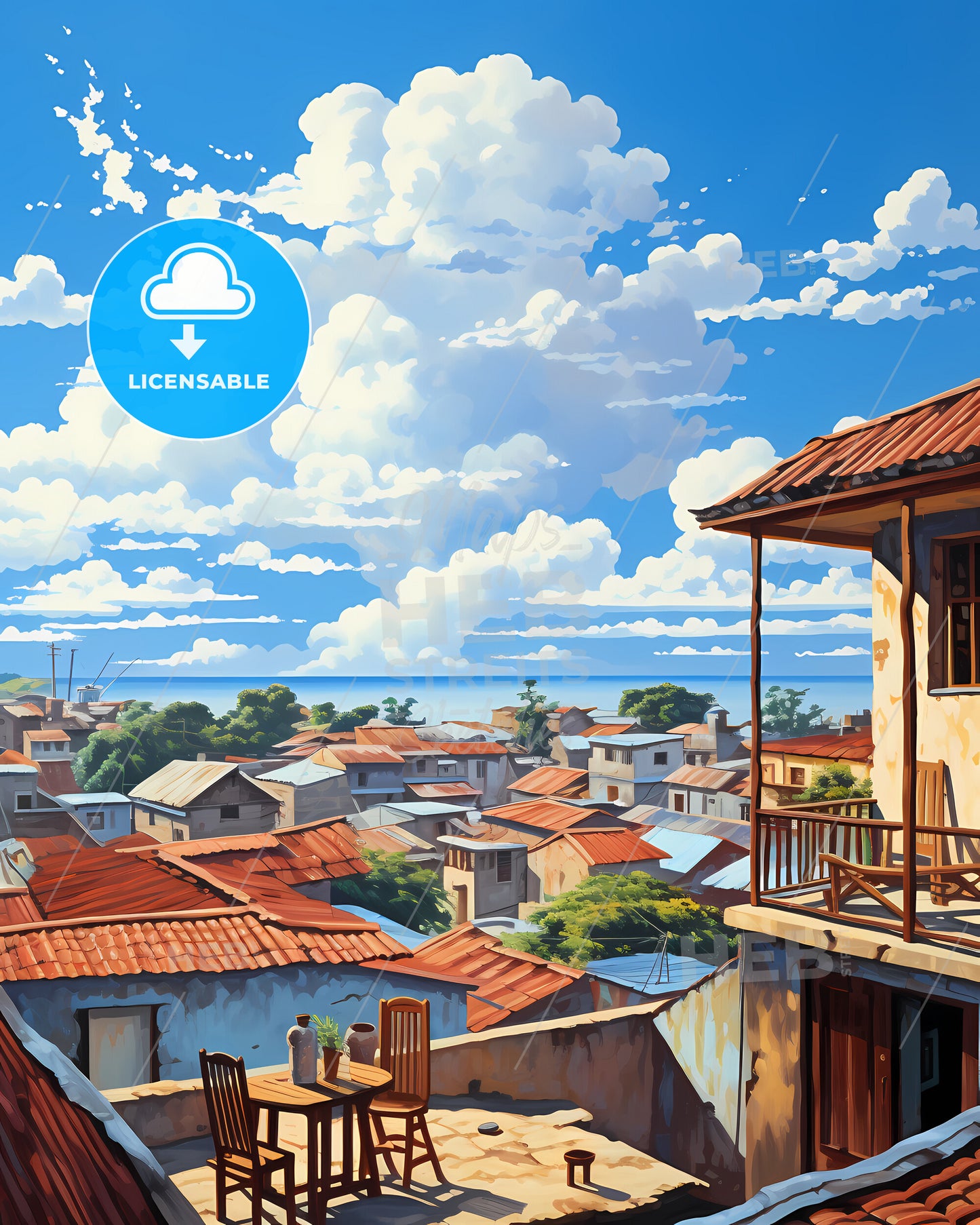 On The Roof Of Zanzibar, Tanzania - A View Of A Town From Above