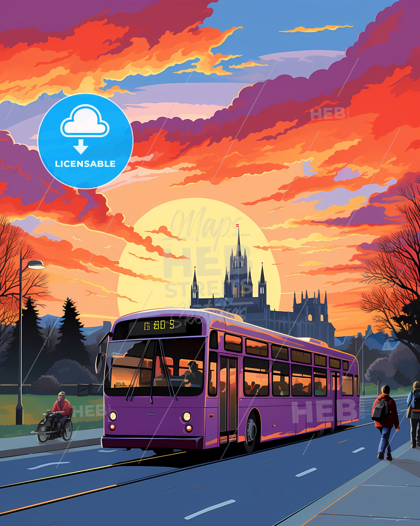 Liverpool, England - A Purple Bus On The Road