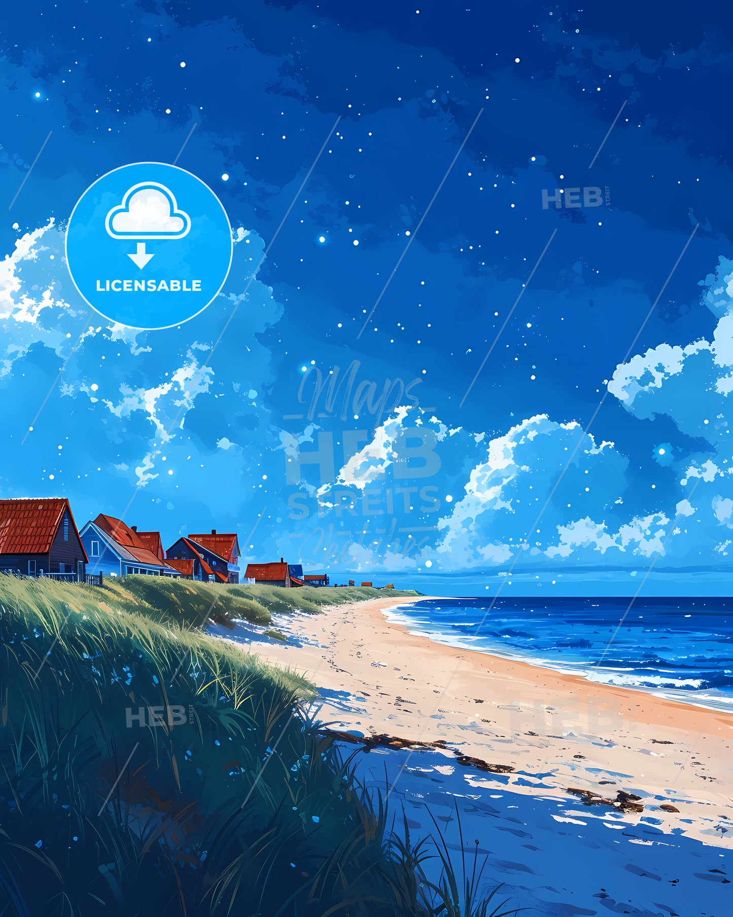 St. Peter-Ording Beach, Germany (North Sea) - A Beach With Houses And Grass