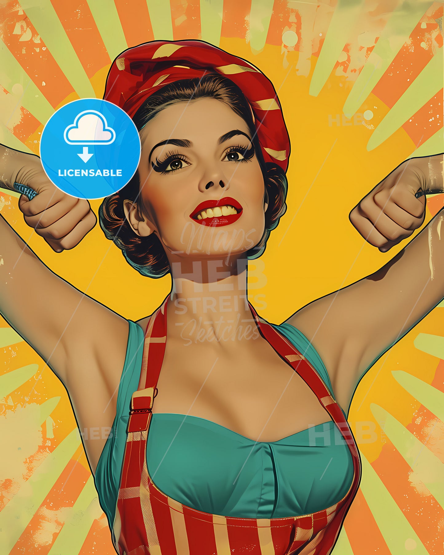 A Super Morbidly Obese Immobile Woman Chef - A Woman With Red Hat And Suspenders