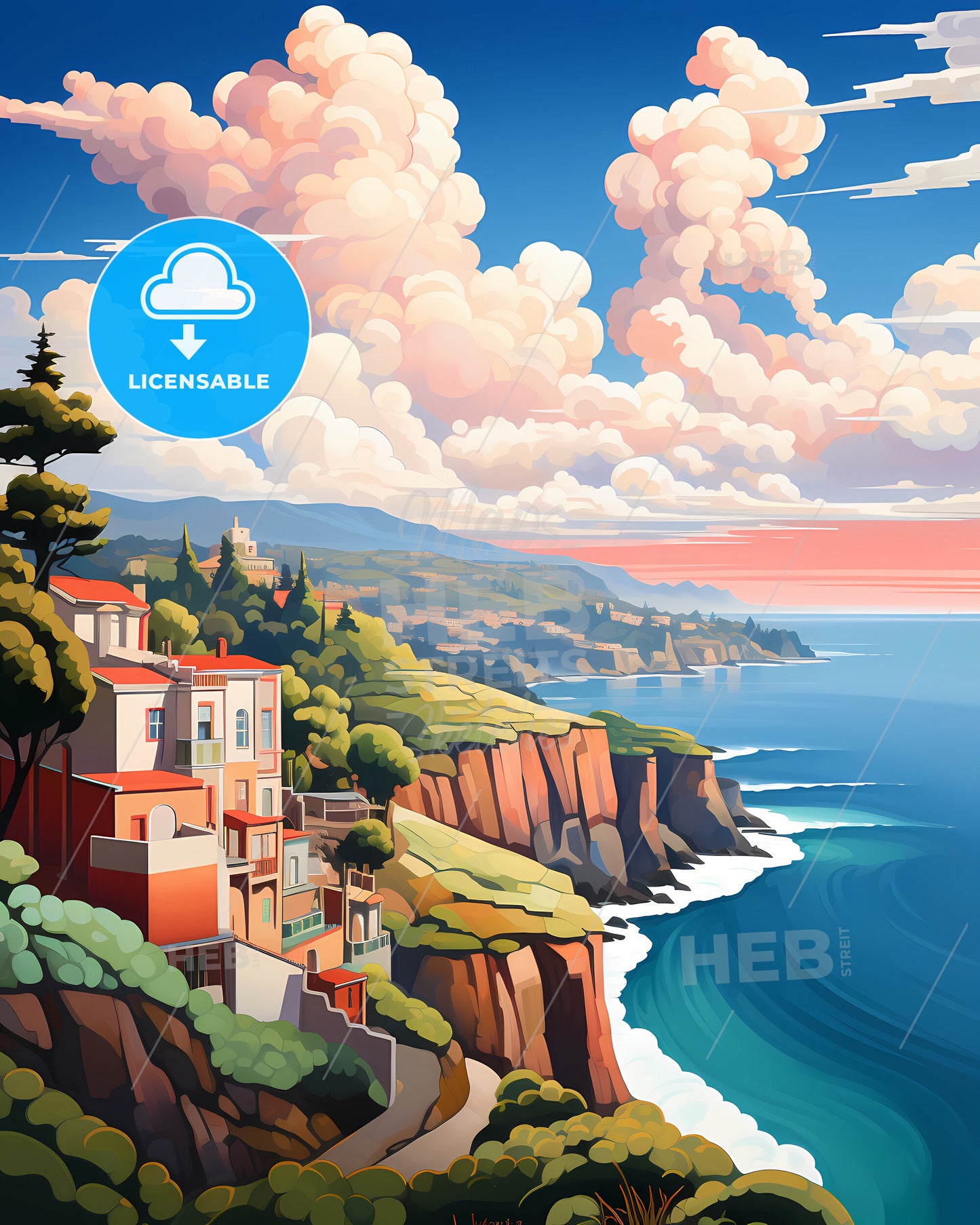 Madeira, Portugal - A Landscape Of A Cliff With Buildings And Trees On It