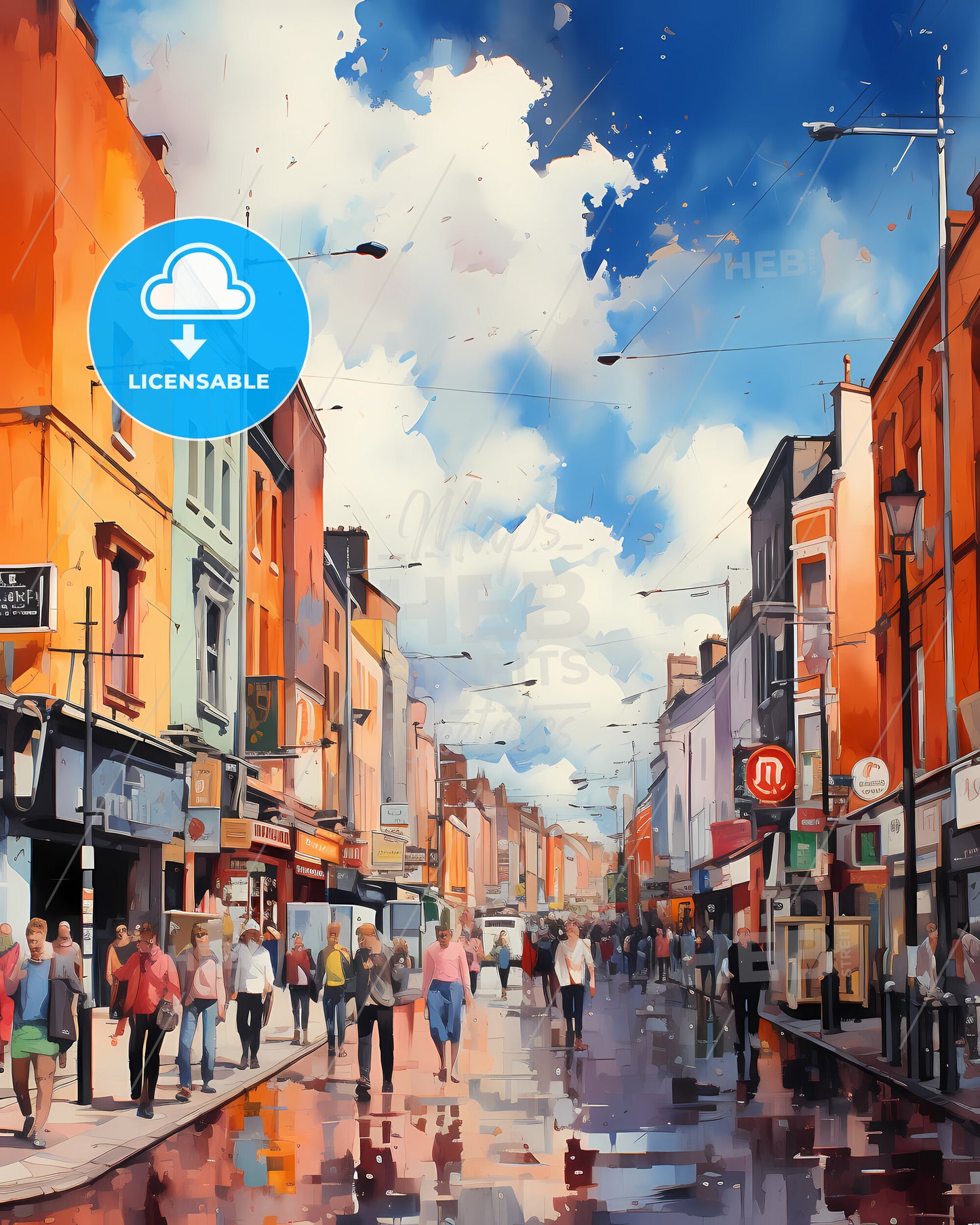 Cork, Ireland - A Group Of People Walking On A Street