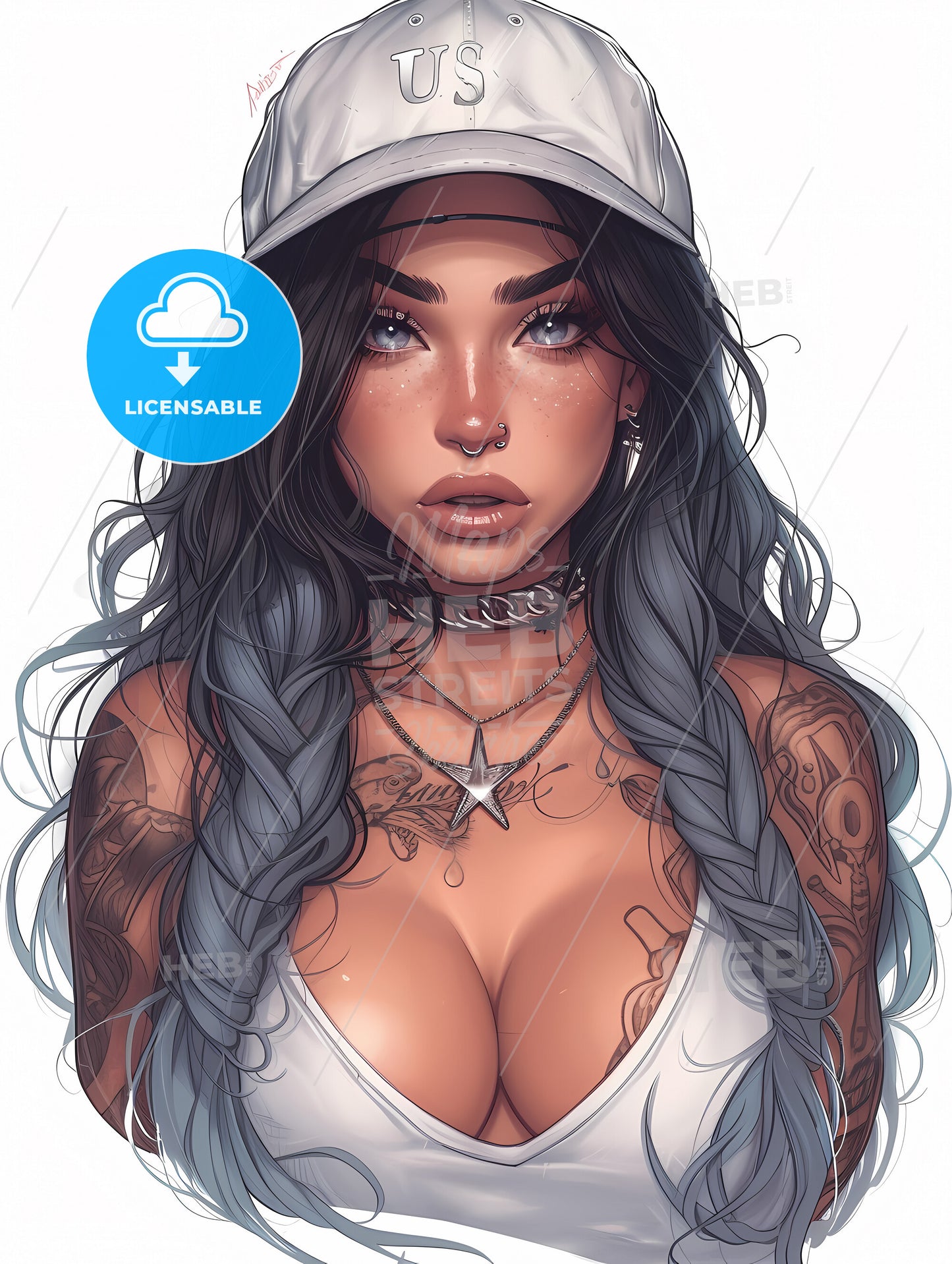 Sailor Girl Us Navy Pin-Up Girl Version - A Woman With Long Hair Wearing A Hat