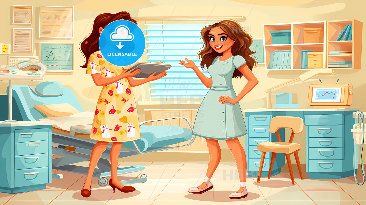 Different Cartoon Style, A Woman During Therapy With Er Therapist - A Cartoon Of Two Women In A Room