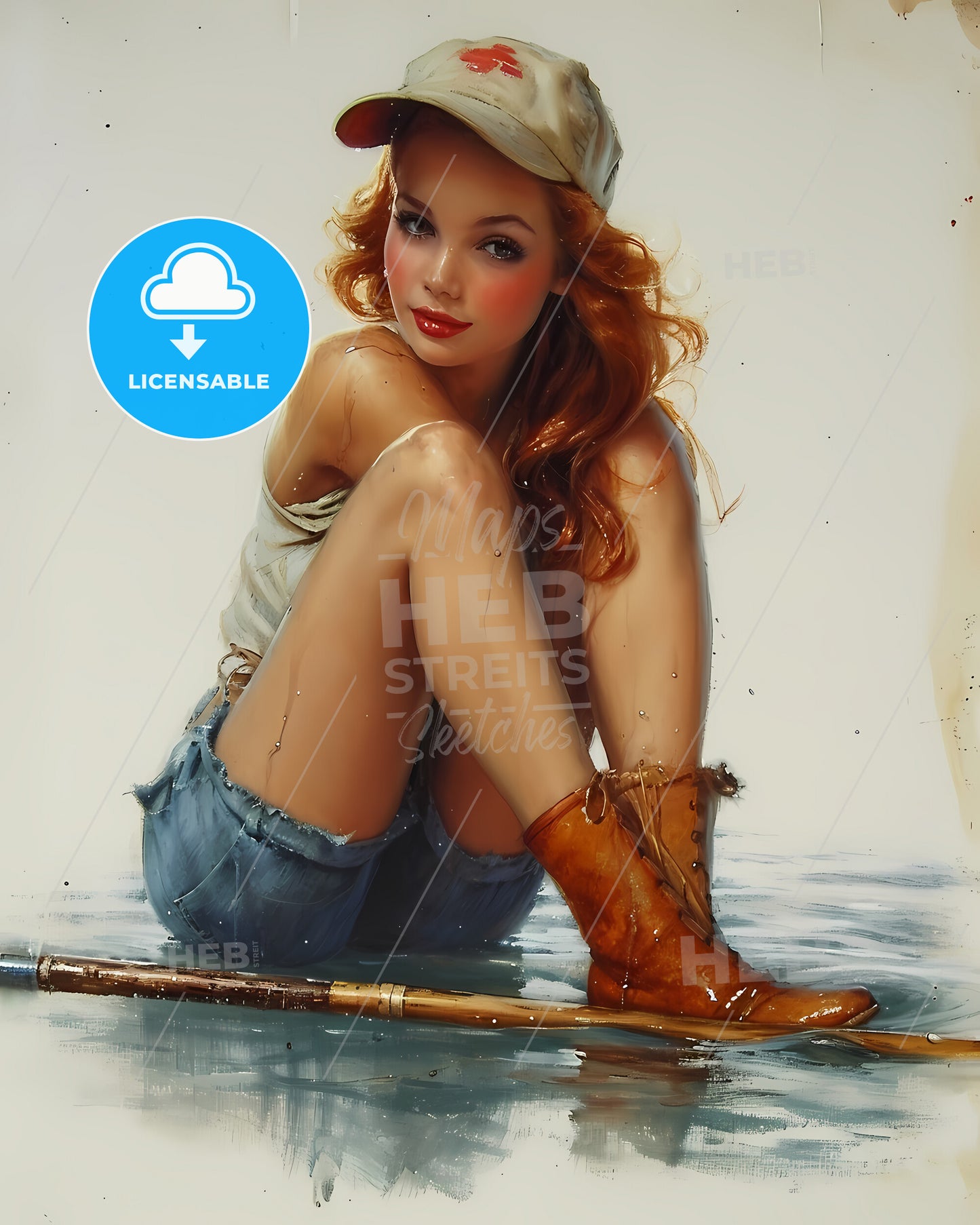 Deep Sea Fisherman - A Woman Sitting On The Water
