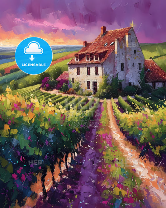 Burgundy, France - A House In A Vineyard