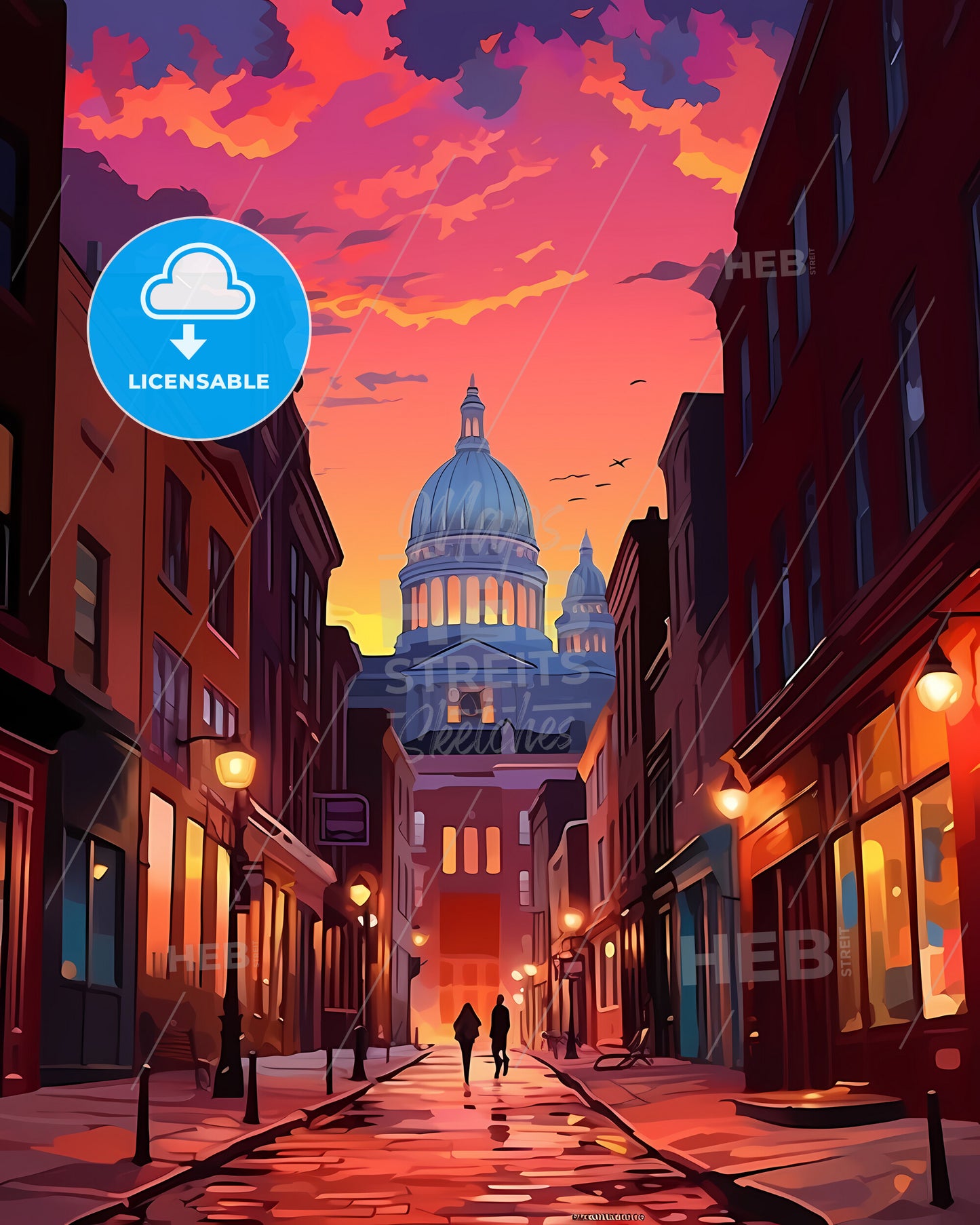 Nottingham, England - A Street With Buildings And A Dome