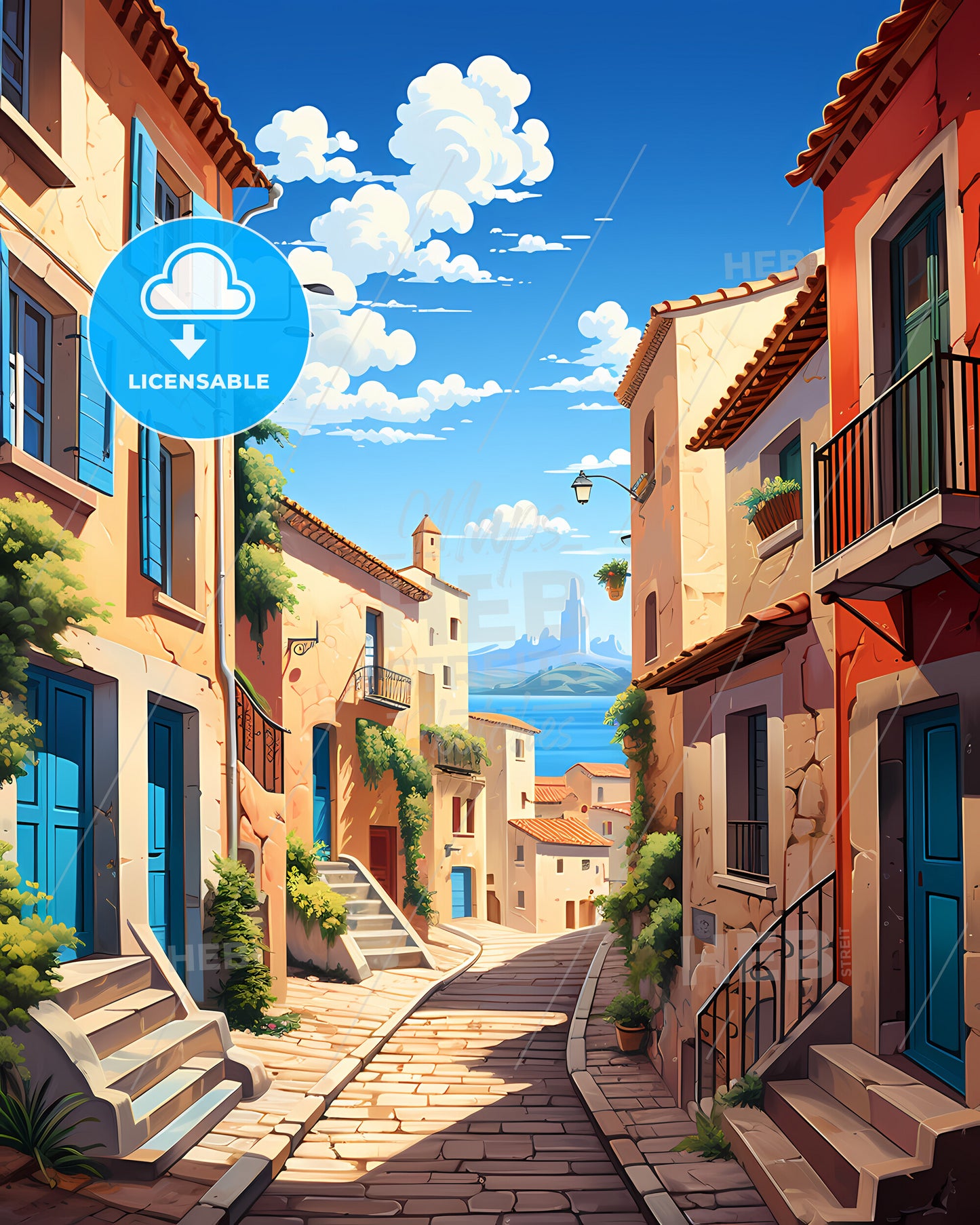 Marseille, France - A Street With Buildings And Stairs