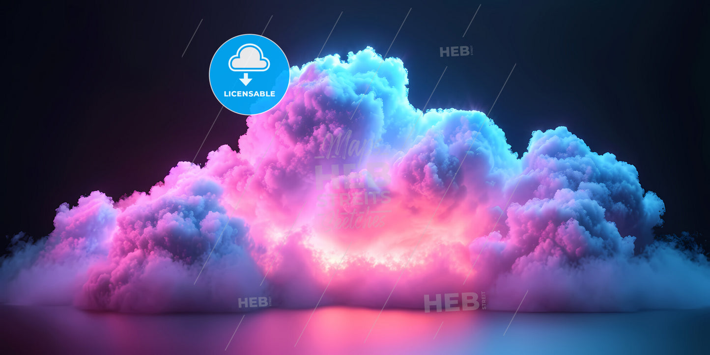 Abstract Background Of Neon Cloud And Glowing Lines - A Pink And Blue Cloud