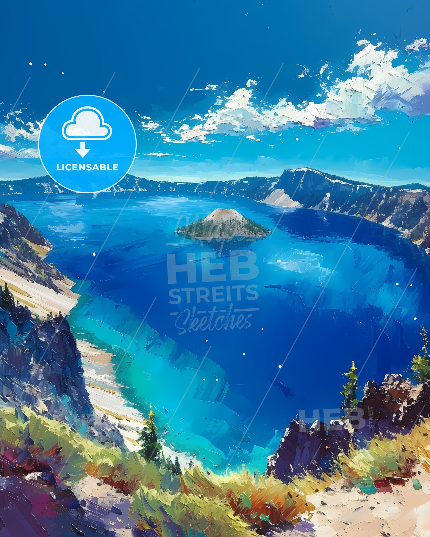 Crater Lake, Usa - A Large Body Of Water With A Small Island In The Middle