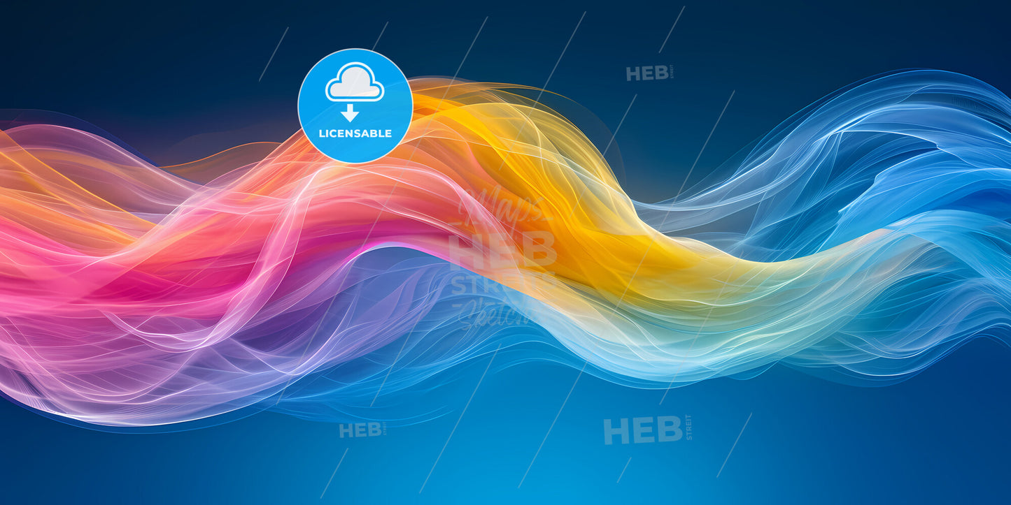 Digital Wallpaper, Abstract Neon Background, Pink Blue Yellow Colorful Glowing Lines - A Colorful Smoke In Blue Background