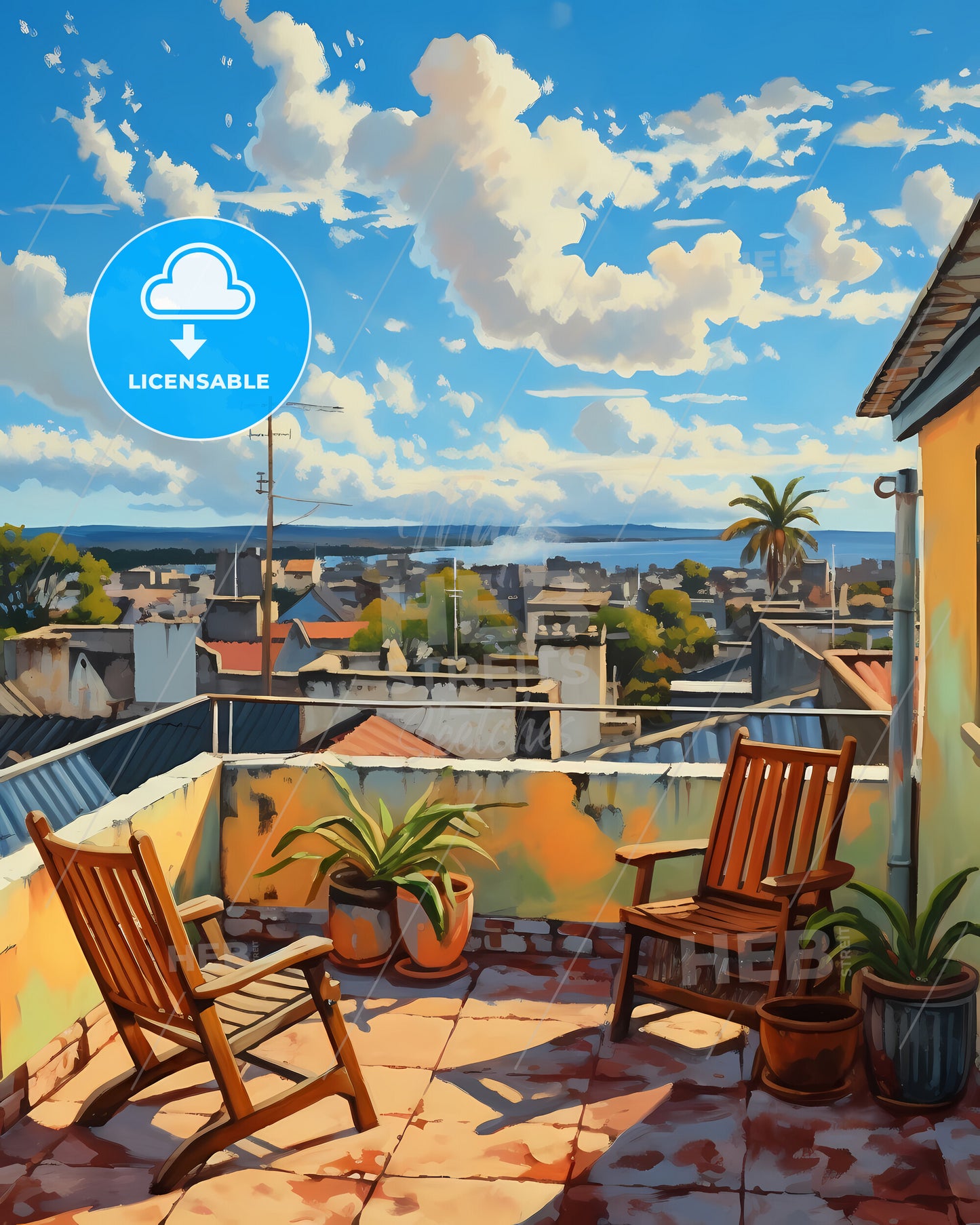 On The Roof Of Mauritius, Republic Of Mauritius - Chairs On A Rooftop Overlooking A City