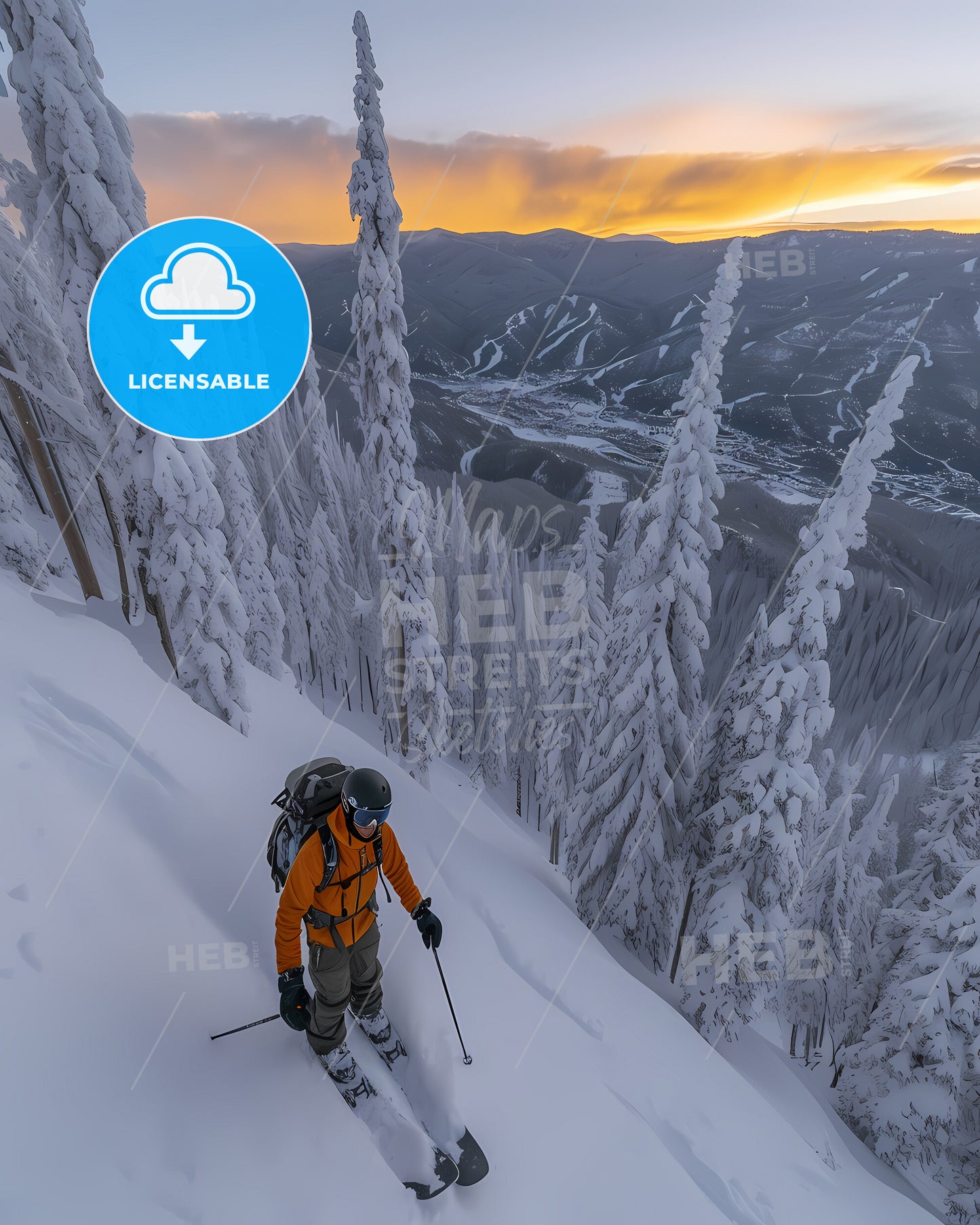 Snowboard Snowboarding Vail Colorado Snow Flat Design - A Person Skiing Down A Mountain