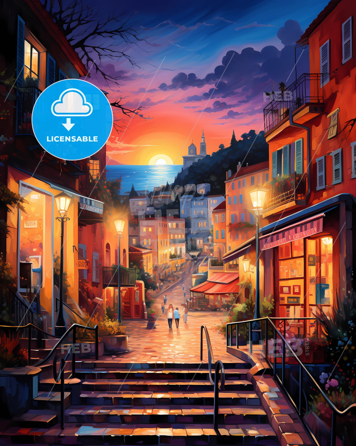 Nice, France - A Street With Stairs And Buildings In The Background