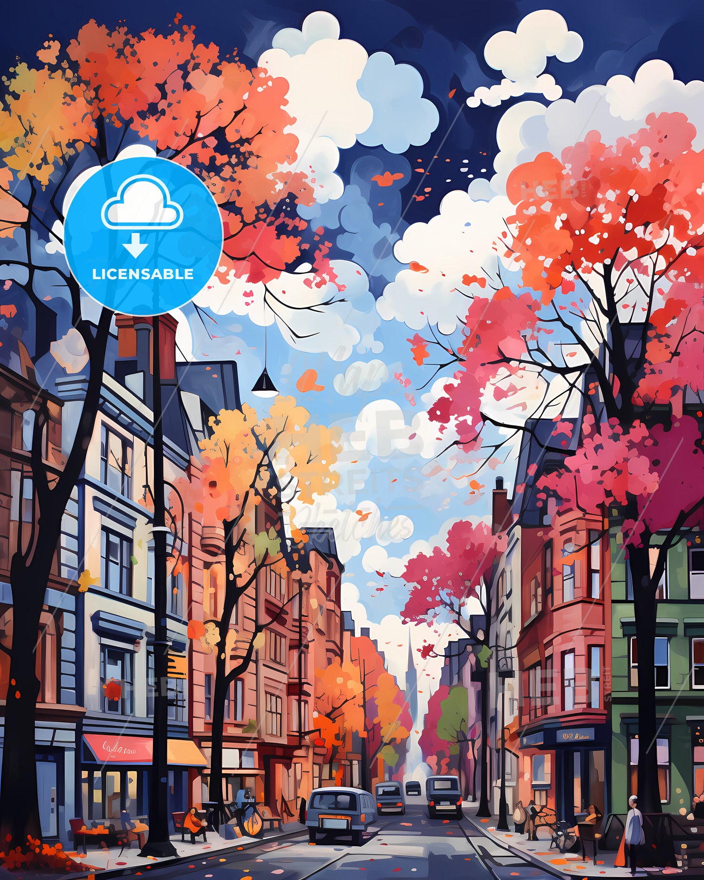 Glasgow, Scotland - A Street With Trees And Buildings