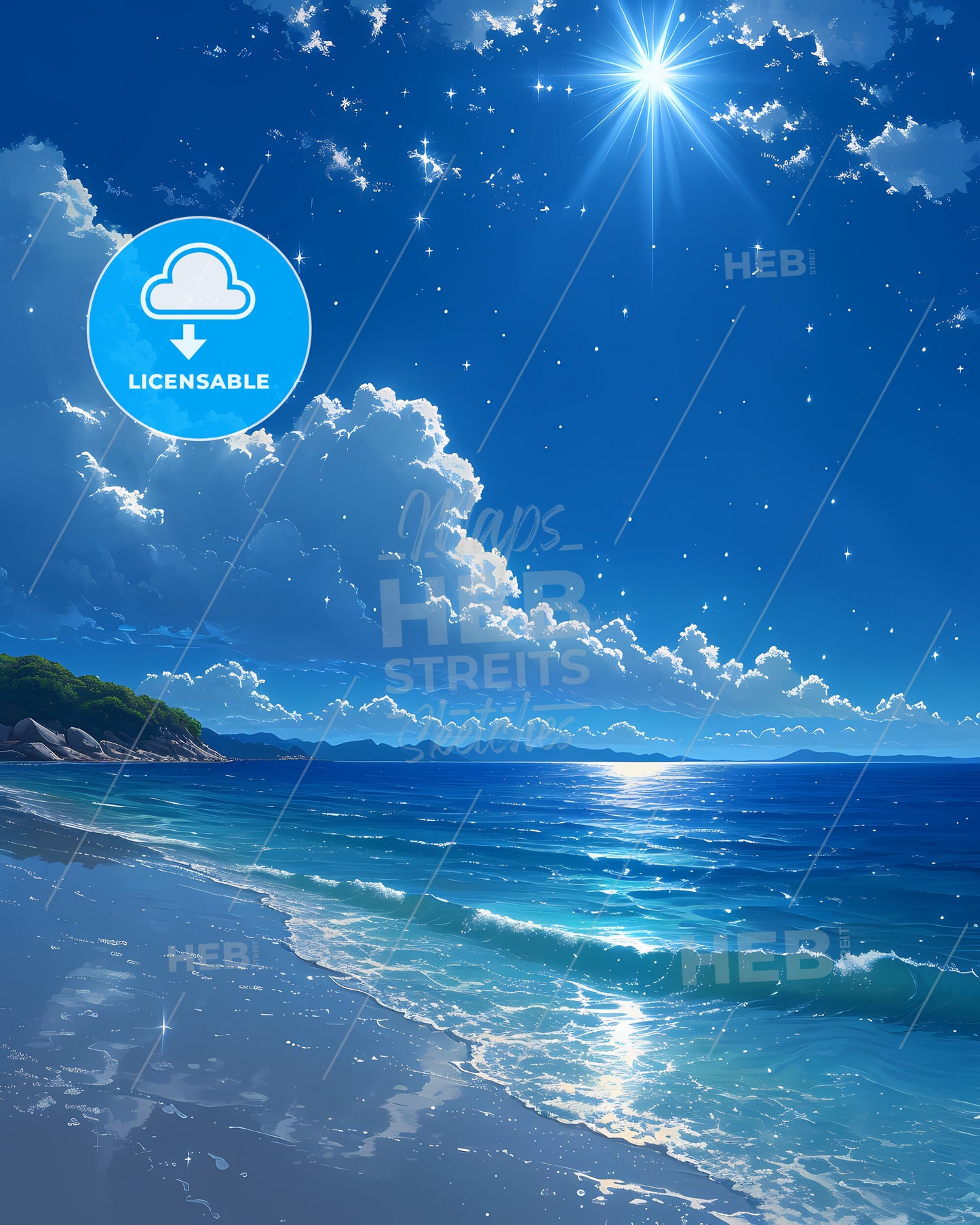 Koh Rong Samloem Beach - A Beach With A Sandy Beach And Blue Sky With Clouds