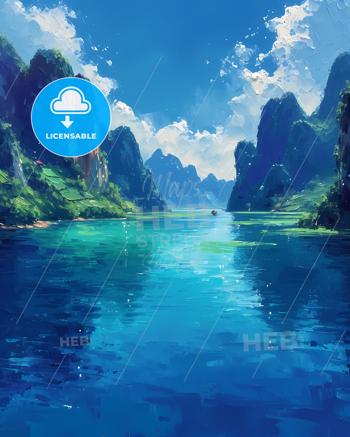 Tam Coc, Vietnam - A Street With Buildings And A Dome On The Hill