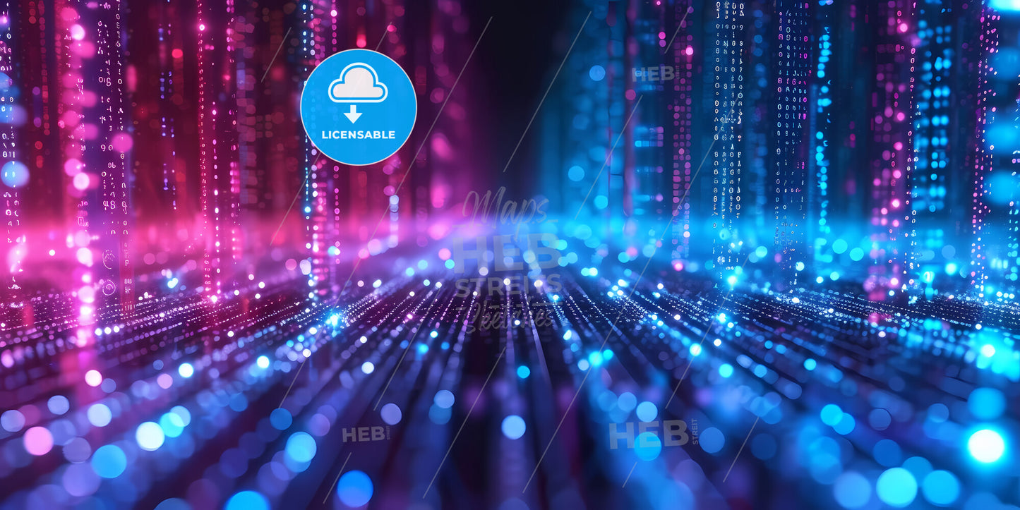 Abstract Background With Pink Blue Neon Lines Glowing In Ultraviolet Light, And Bokeh Lights - A Pink And Blue Cloud