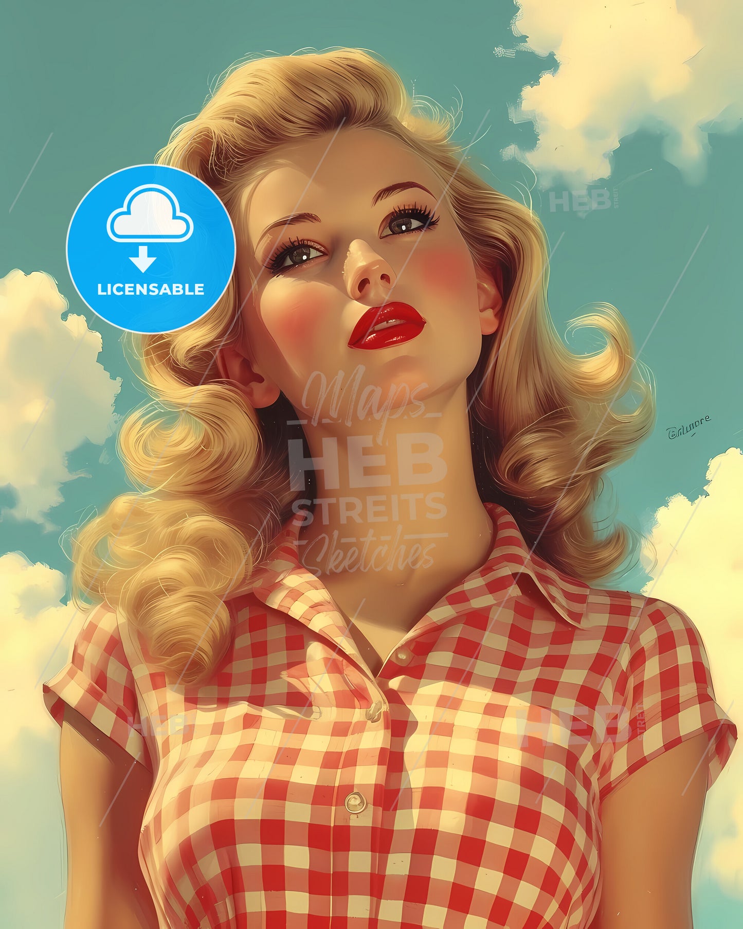 A Modern Pin Up Girl - A Pink And Blue Lines