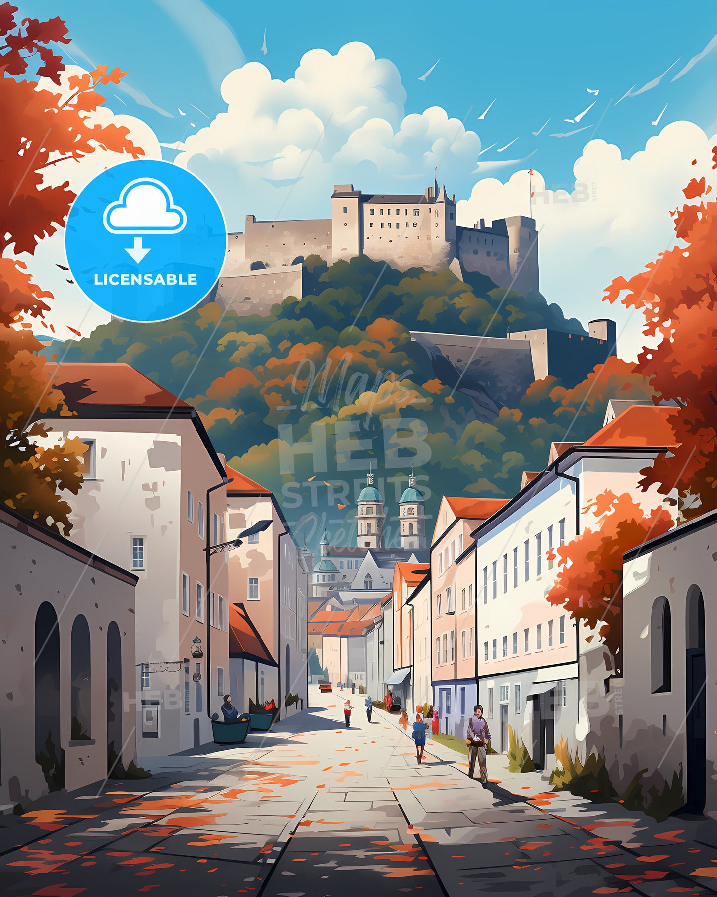 Salzburg, Austria - A Large Body Of Water With A Small Island In The Middle