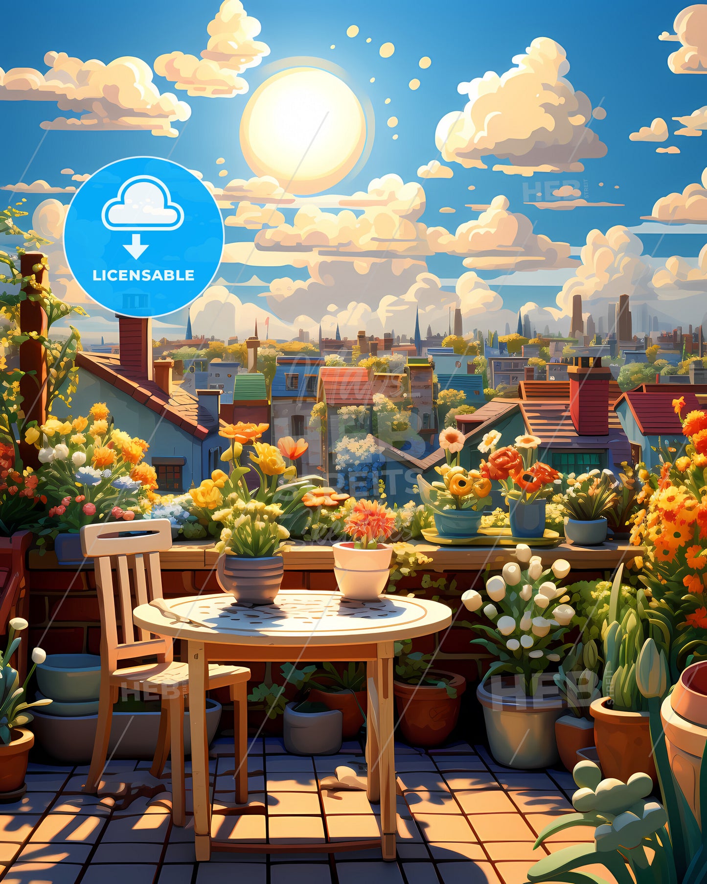 On The Roofs Of Berlin - A Woman In A Red Dress